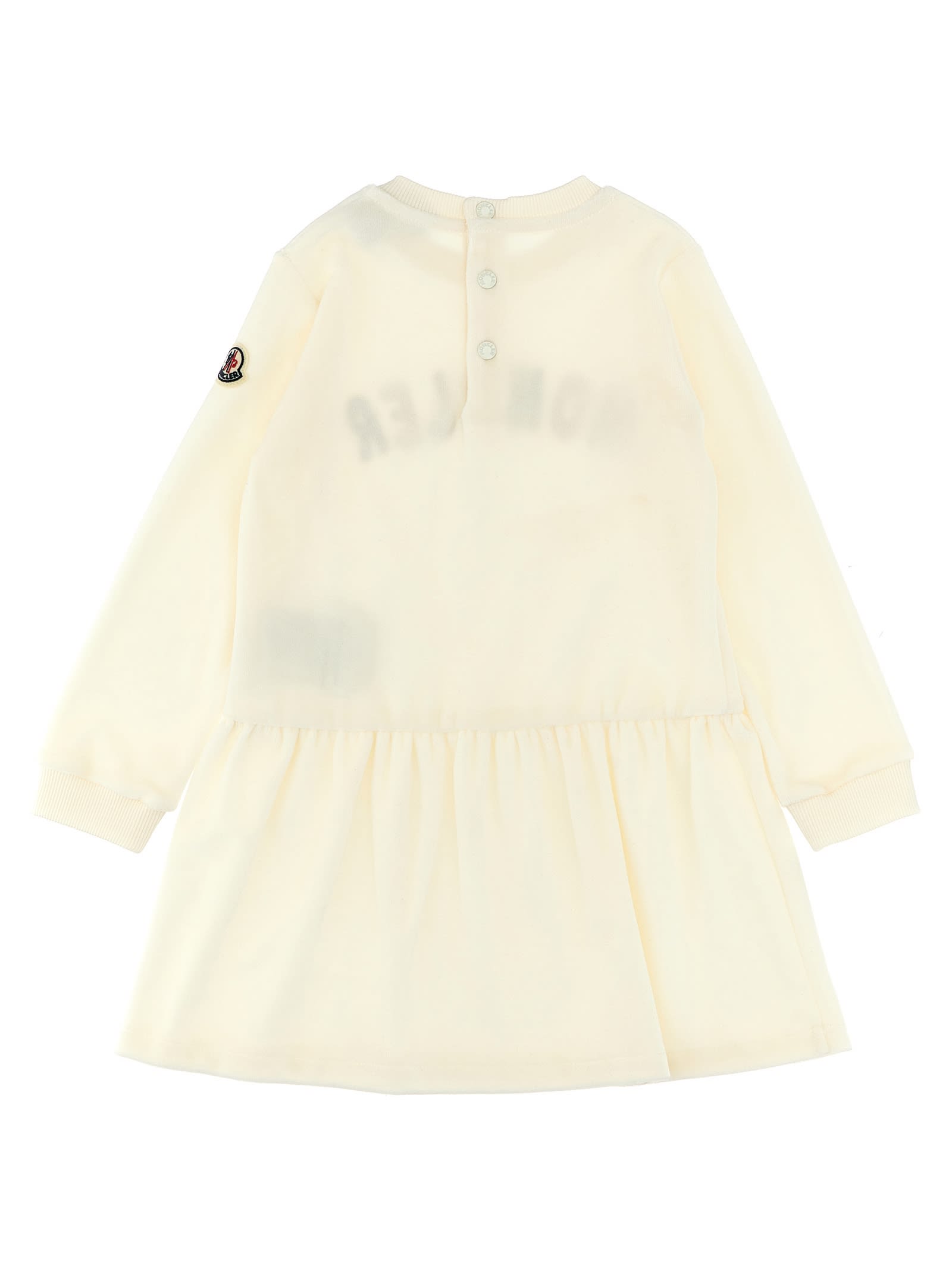 Shop Moncler Logo Embroidery Dress In Beige