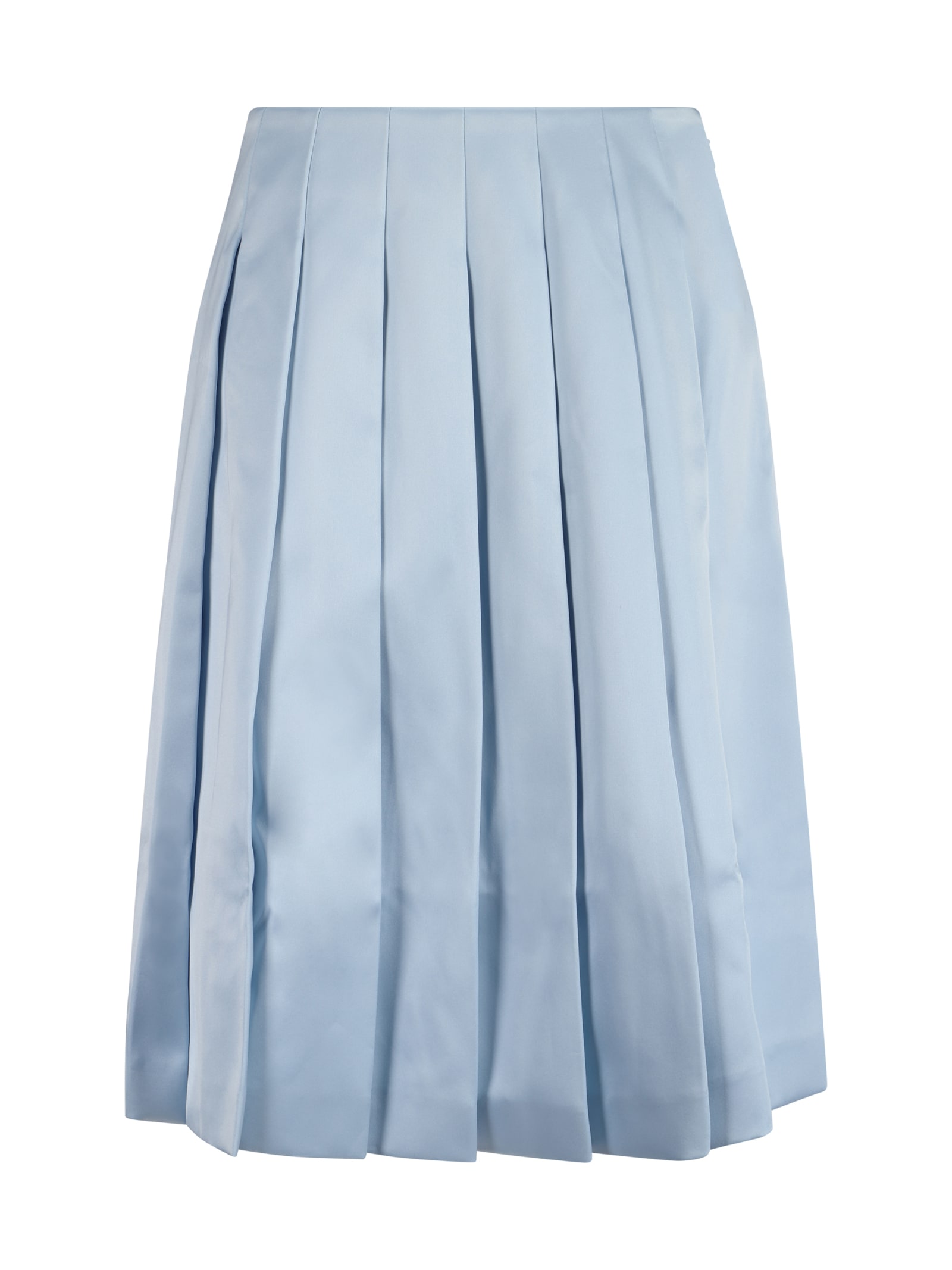 Blue Satin Midi Skirt