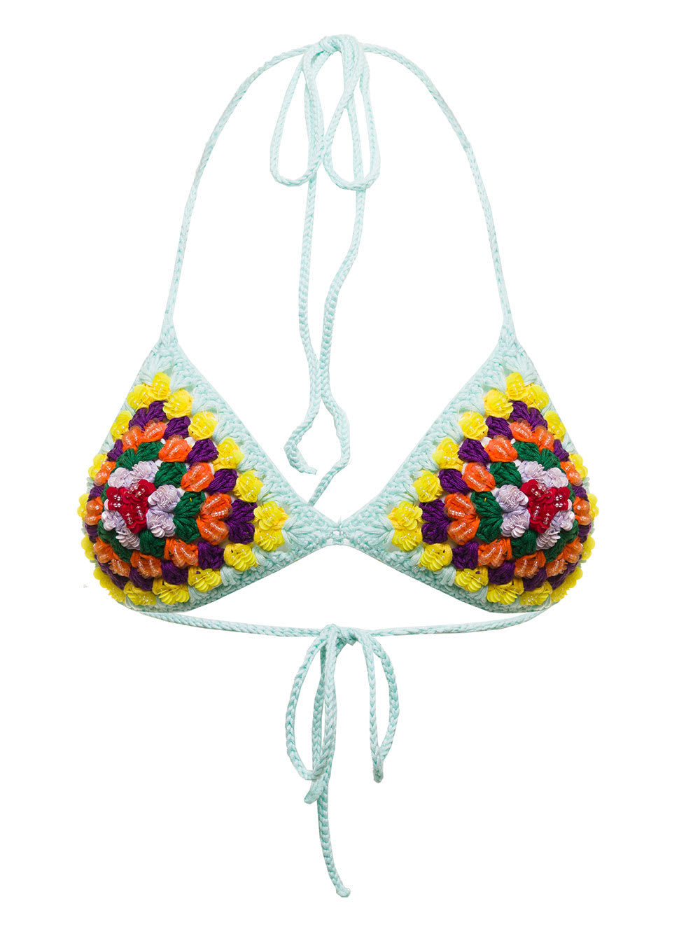 Matimì Womans Multicolor Crochet Cotton Knit Bikini Top With Beads