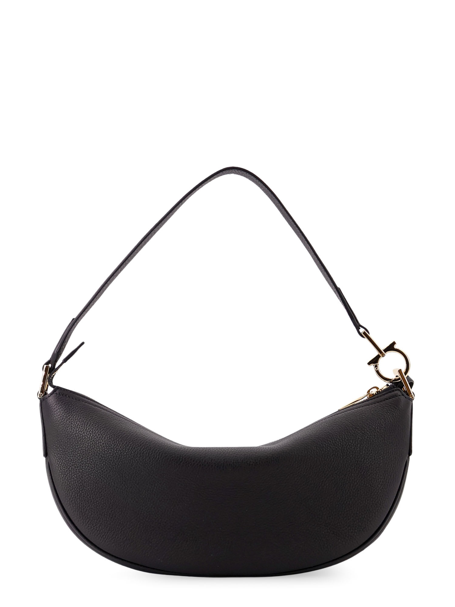Shop Ferragamo Hobo Bag S Hammered Leather Shoulder Bag In Black