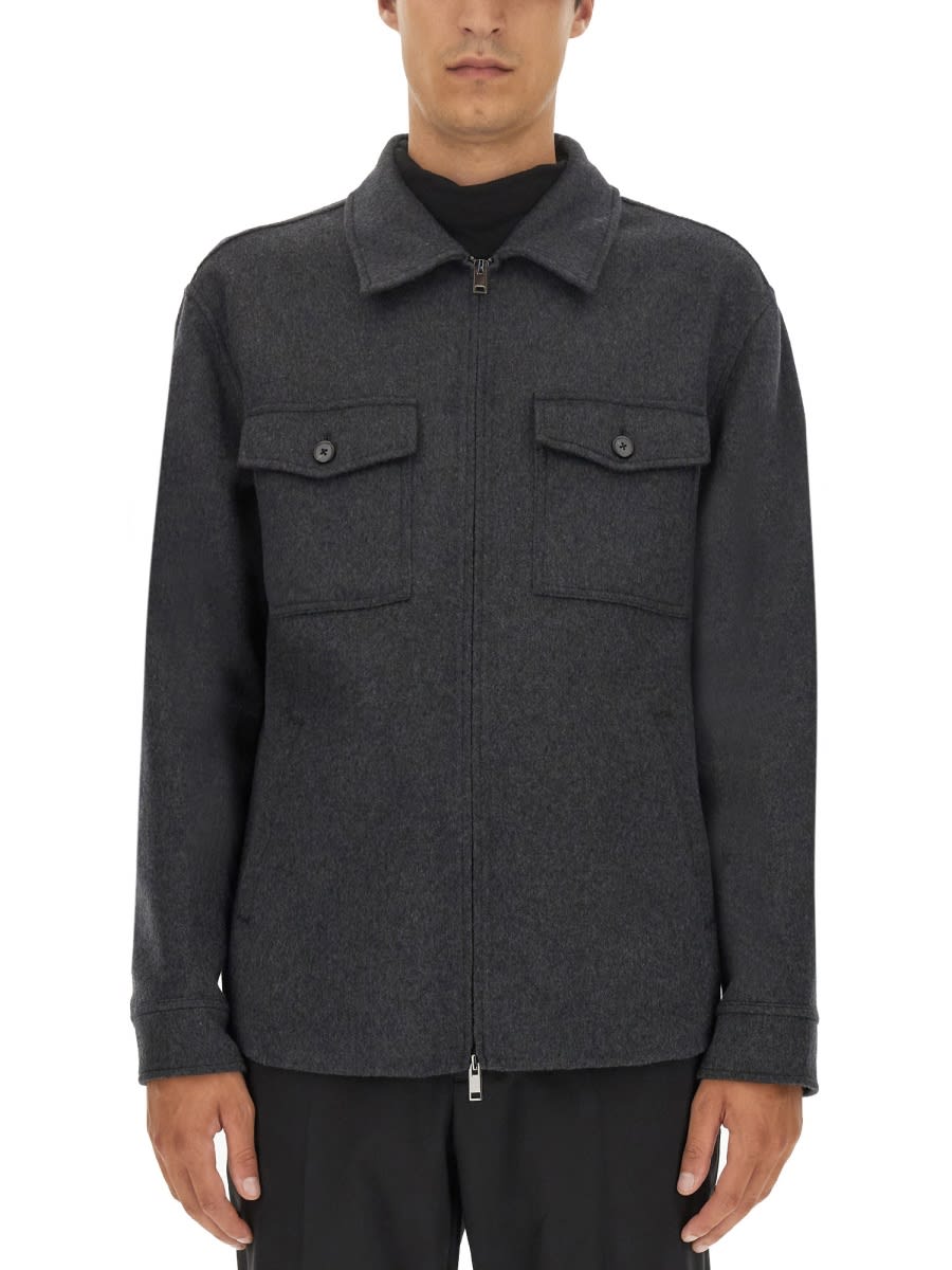Shop Theory Wool Jacket In Charcoal