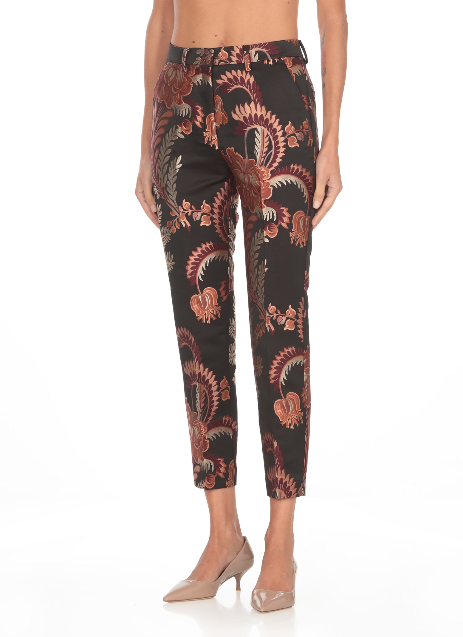 Shop Etro Jacquard Pants In Black