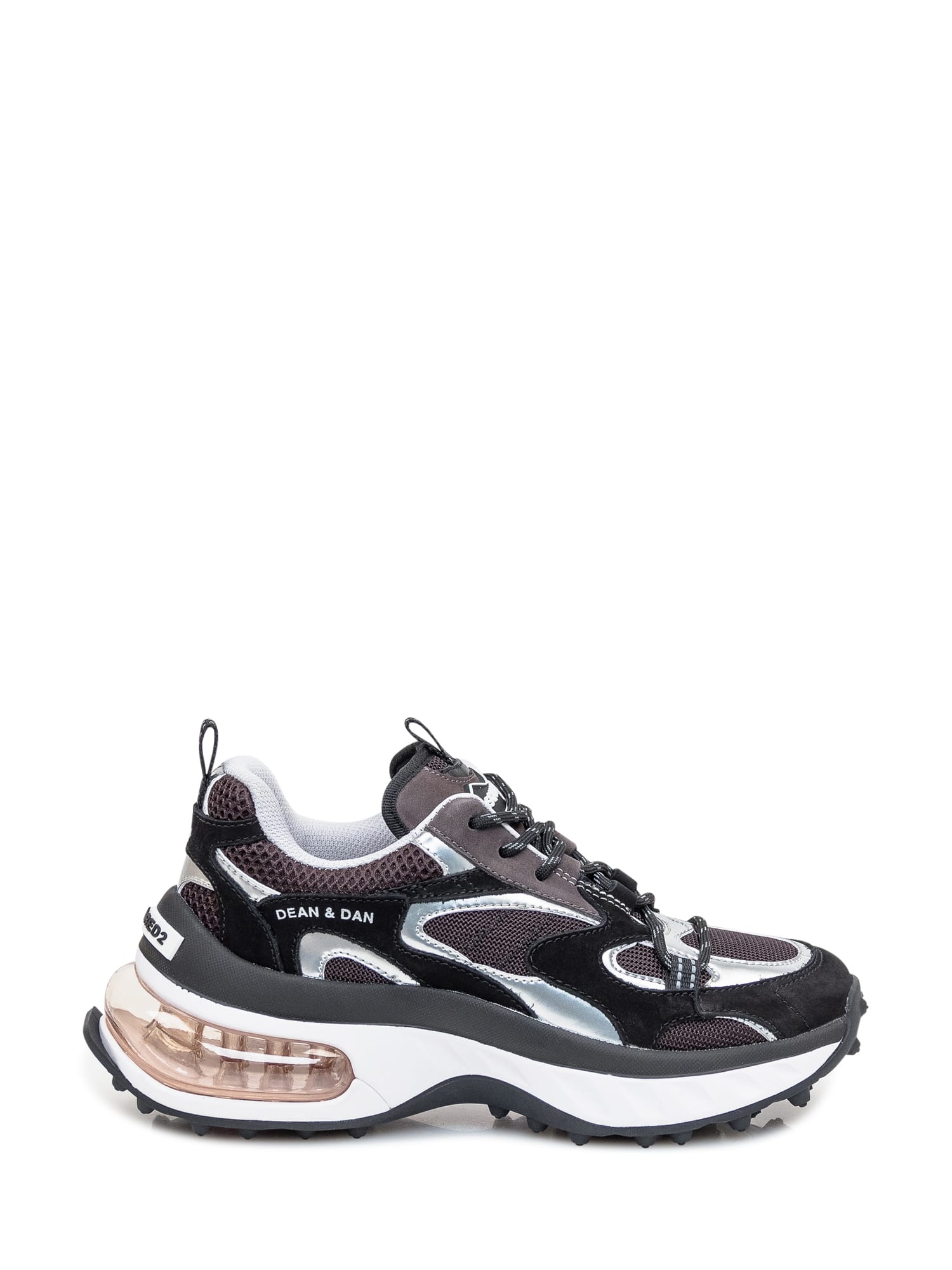 Shop Dsquared2 Bubble Sneaker In Nero-grigio-argento