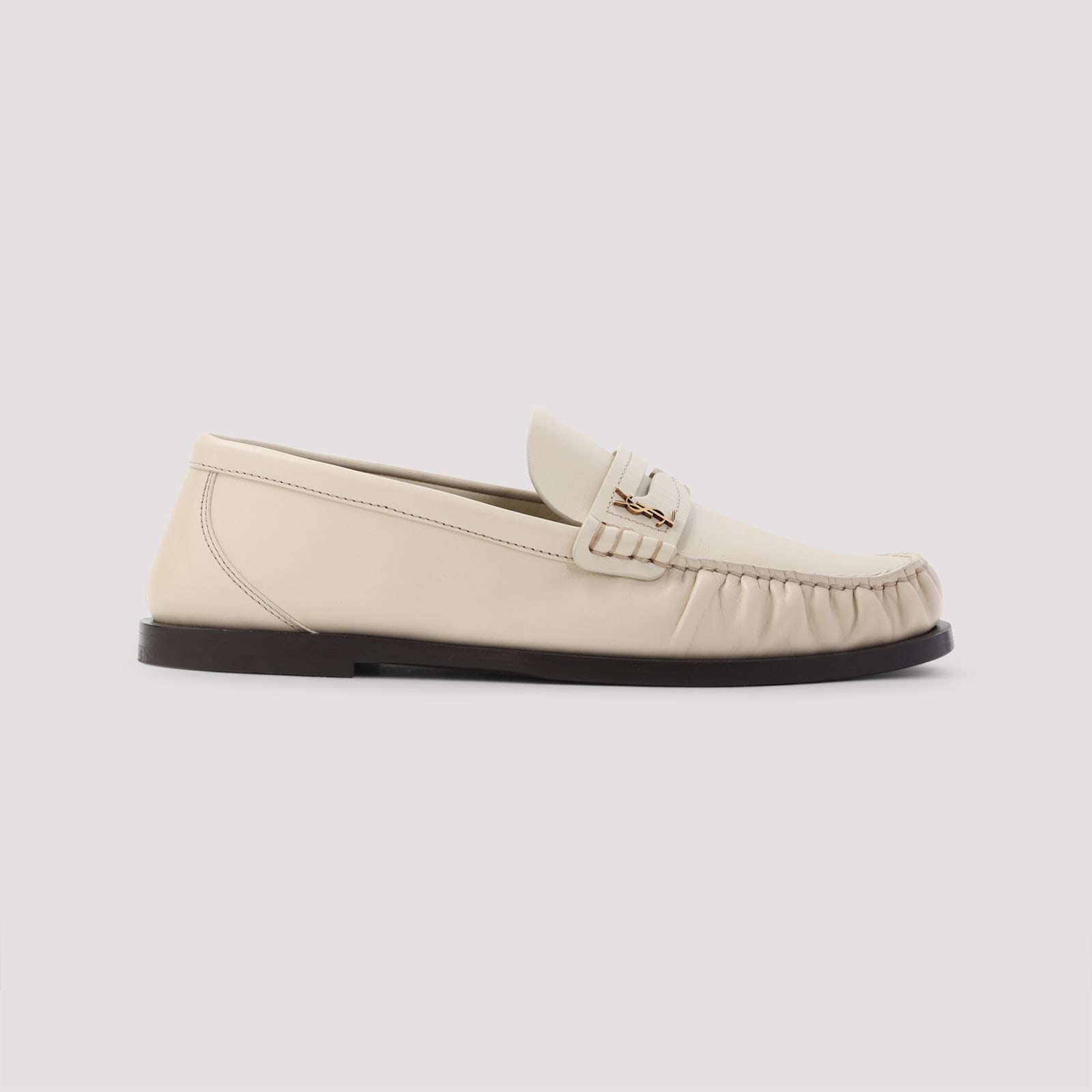 Saint Laurent Laurent 05 Leather Loafers In Neutral