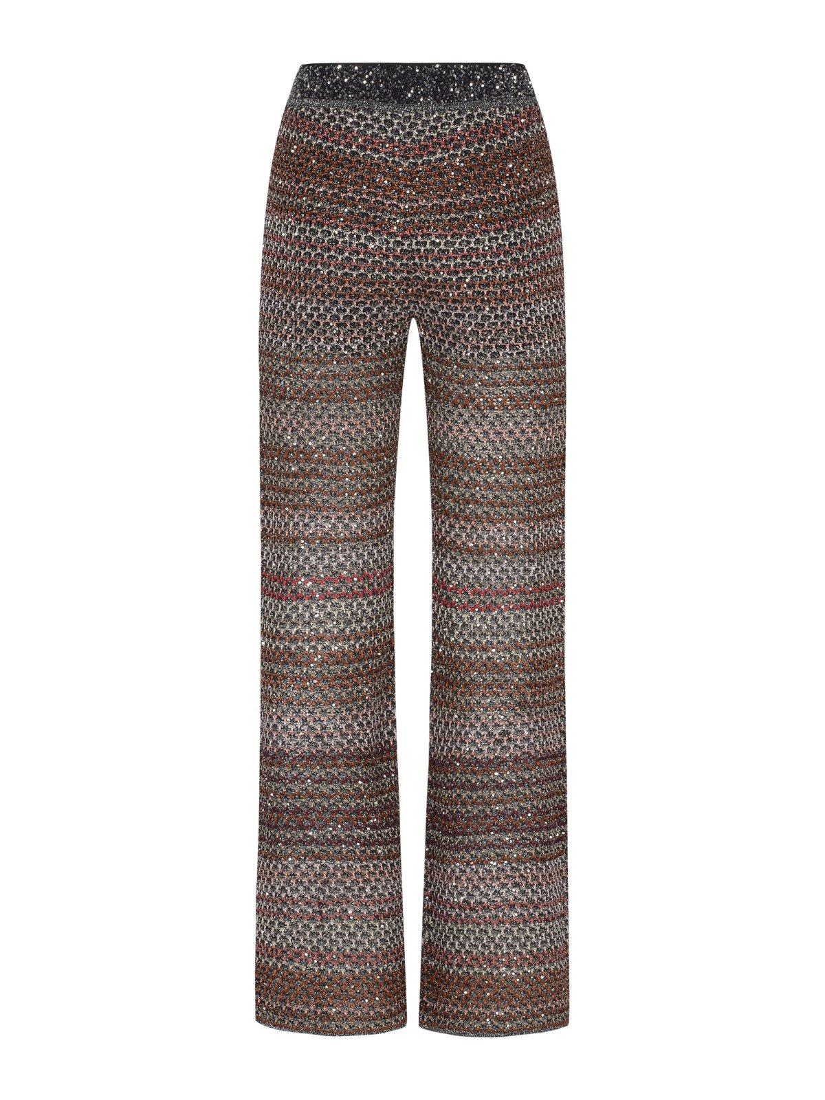 Shop Missoni Sequin Embellished Flared Knitted Trousers In Multicolour
