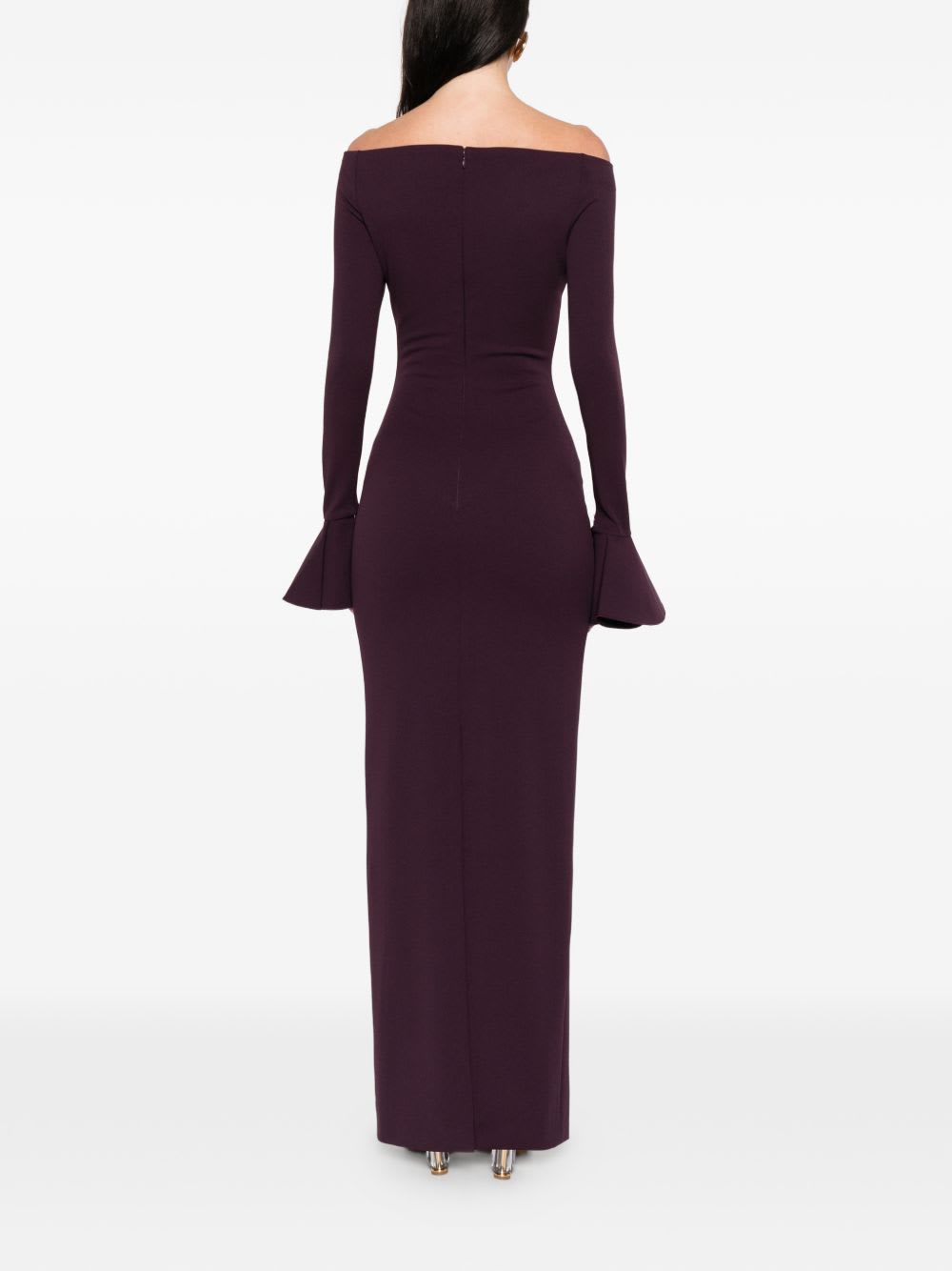 Solace London Anica Off-shoulder Gown In Purple