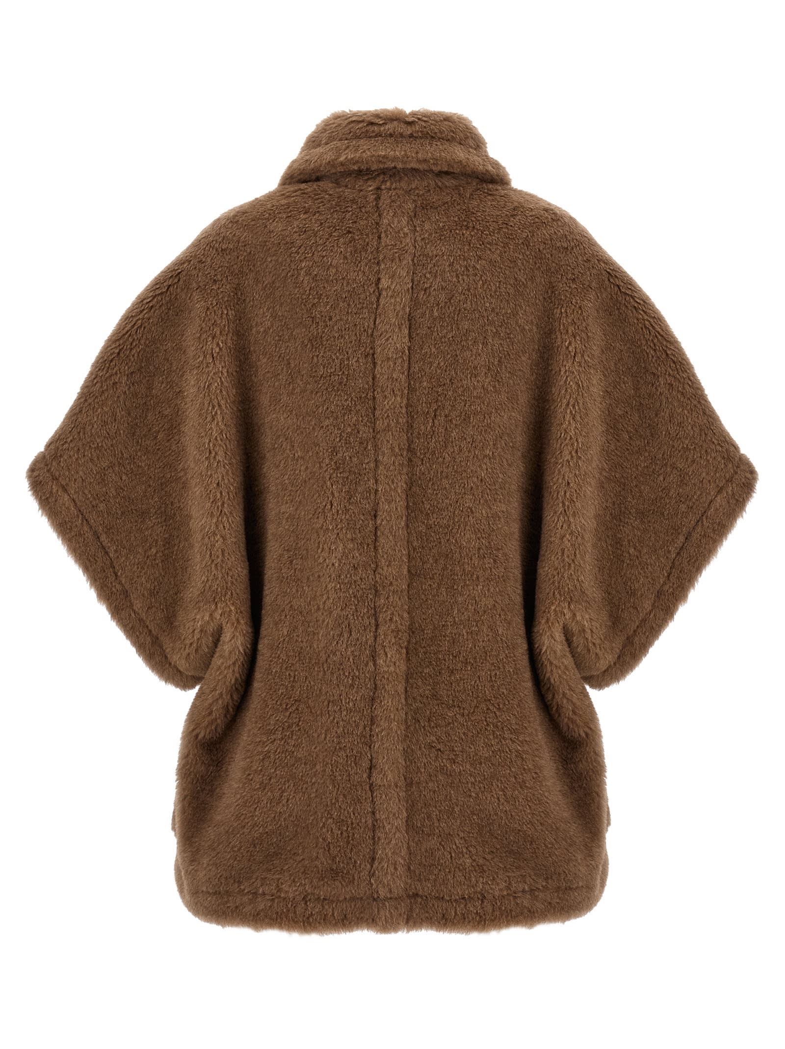 Max Mara Collared Cape With Front Pockets And Short Sleeves In Multi