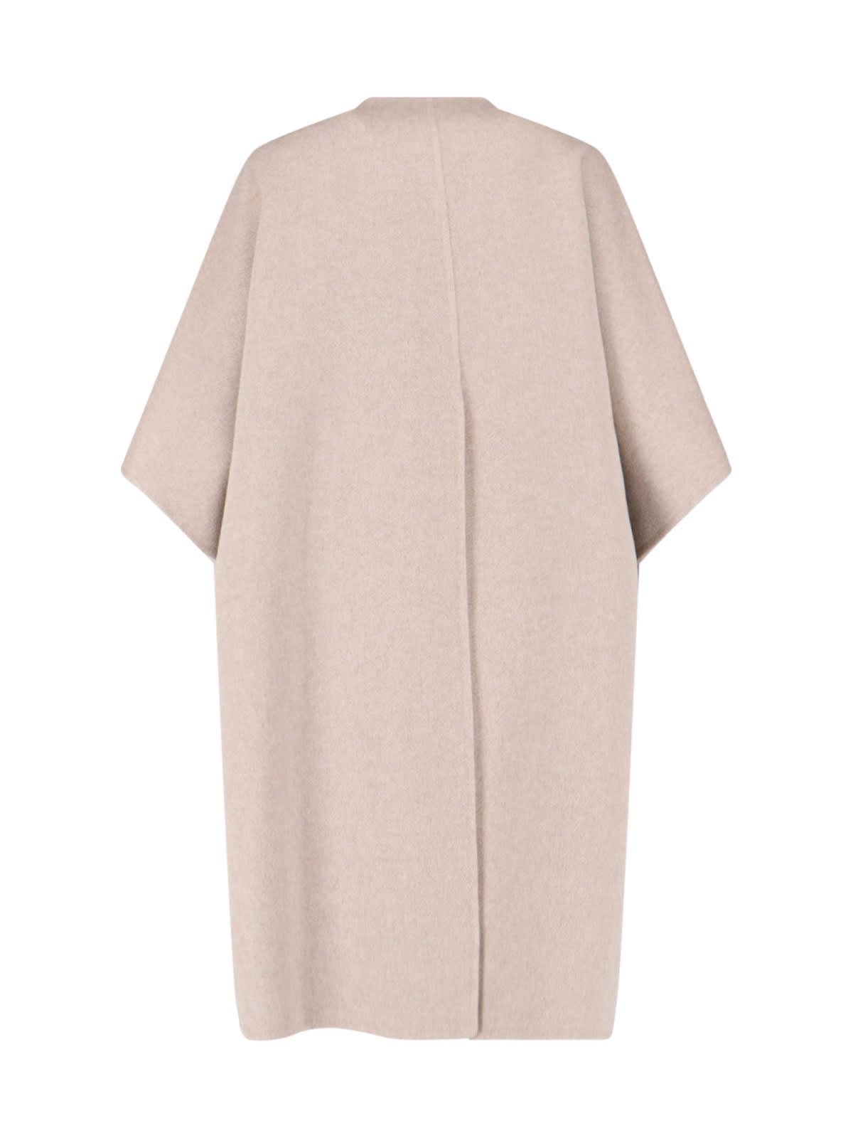 Max Mara Beige Cashmere Cape With Button Closure And Maxi Back Slit In Brown