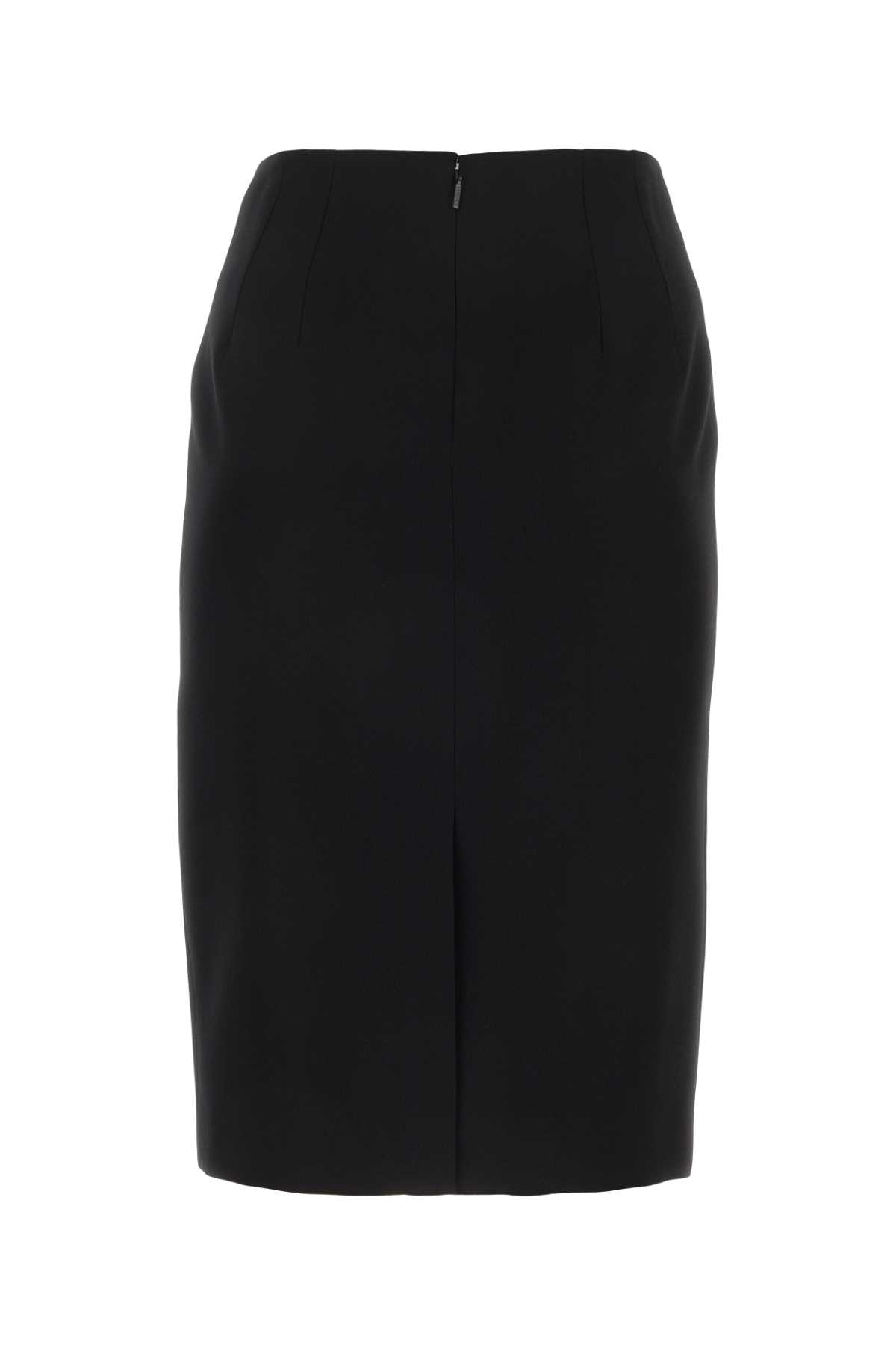 Shop Versace Black Wool Skirt In 1b000