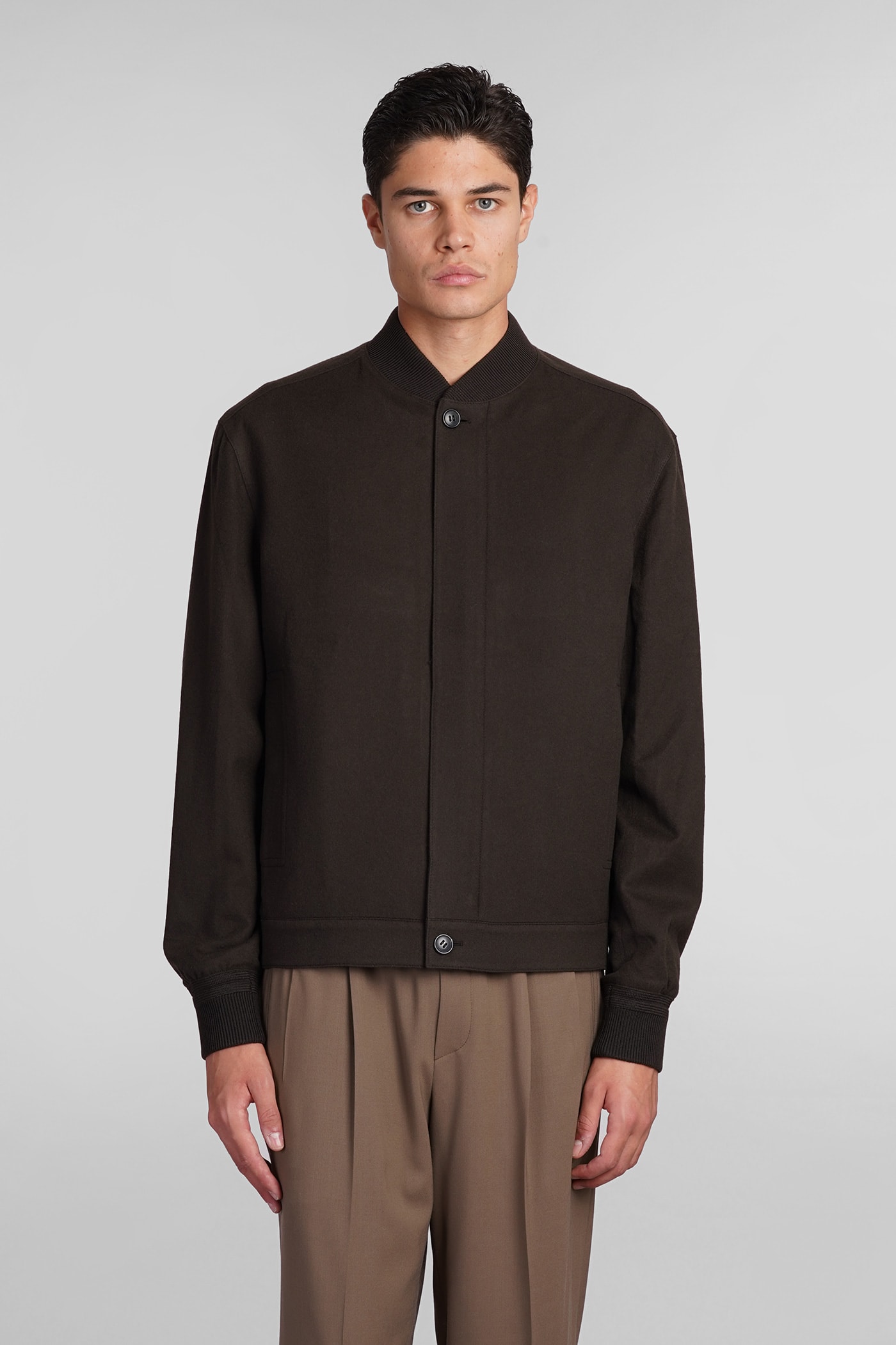 Shop Zegna Bomber In Brown Cashmere