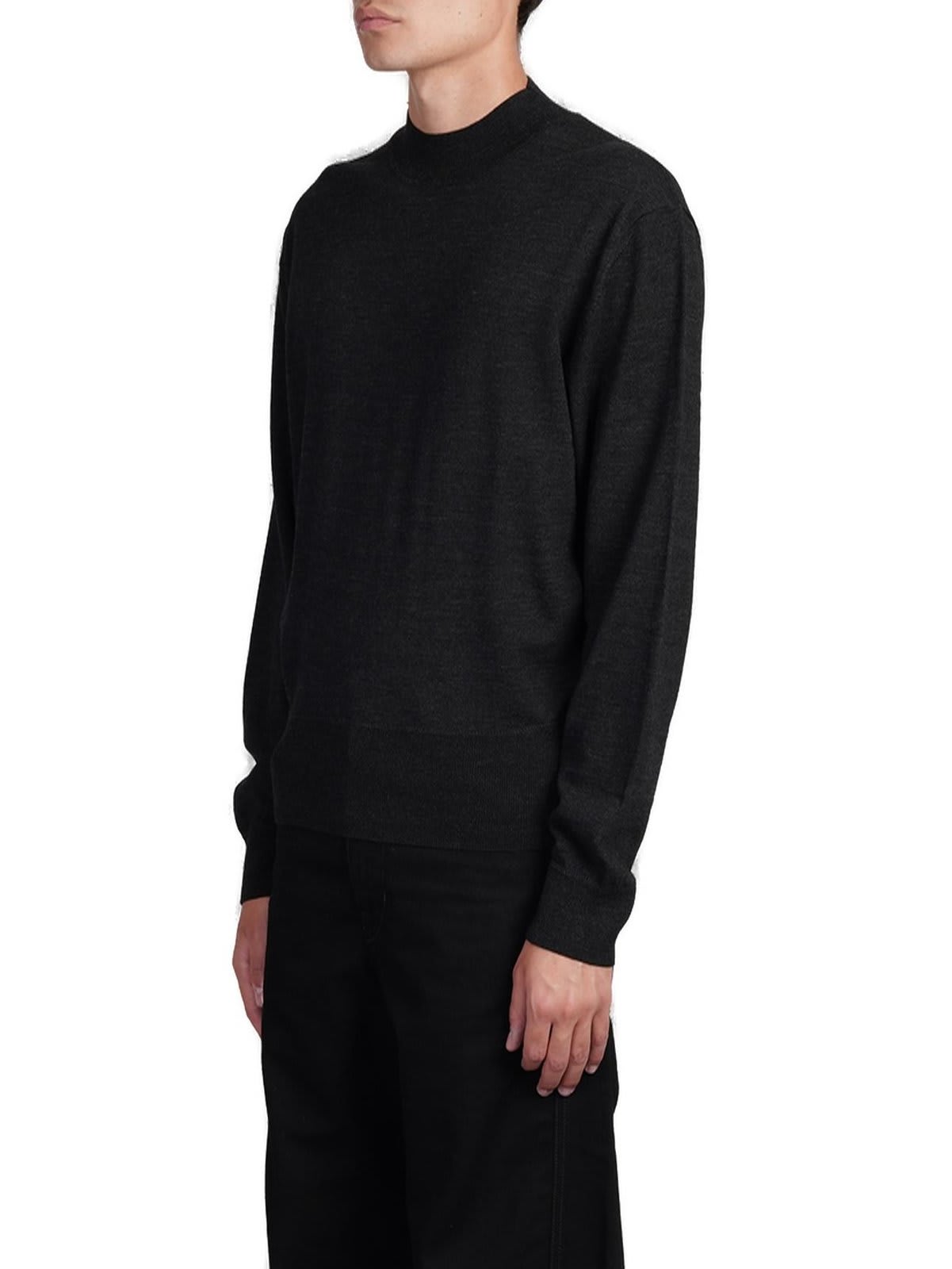 Shop Lemaire Mock-neck Knitted Jumper In Grey