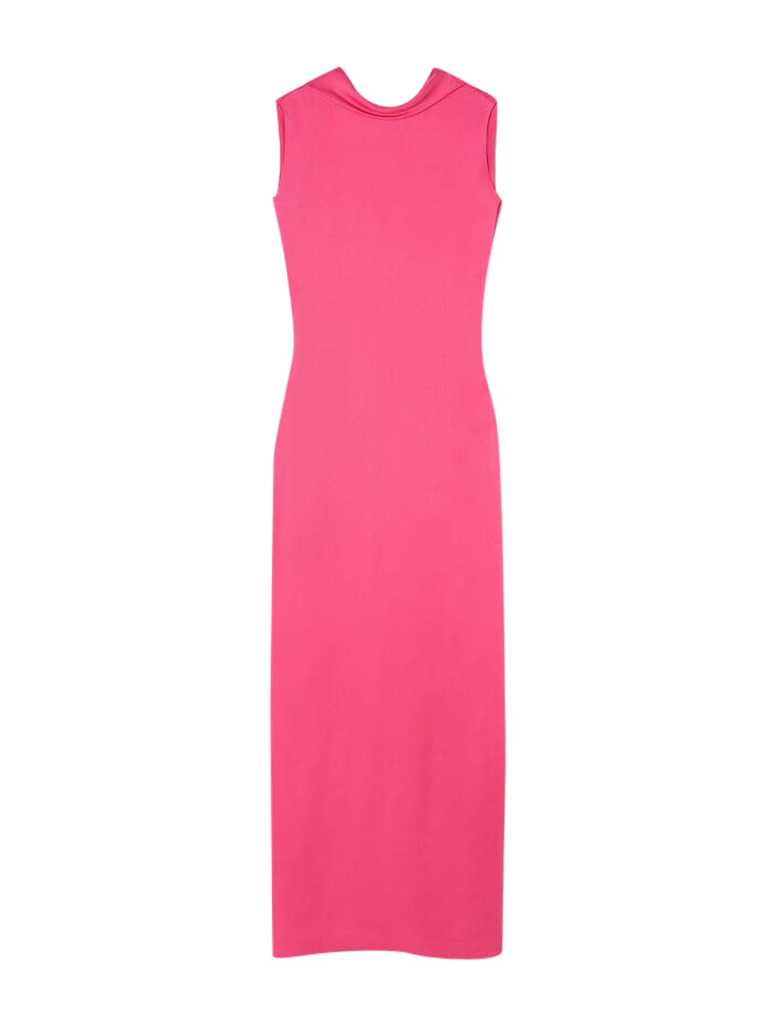 Shop Versace Cocktail Dress Enver Satin Shiny Fabric In Tropical Pink
