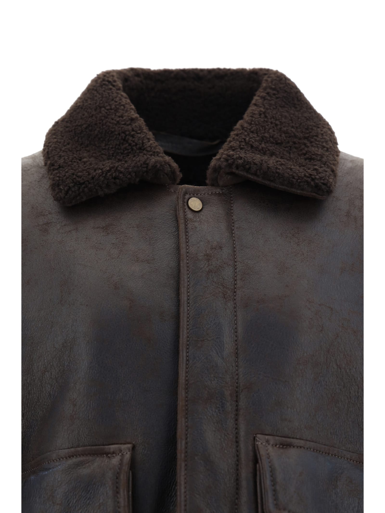 Shop Salvatore Santoro Leather Jacket In Dark Brown