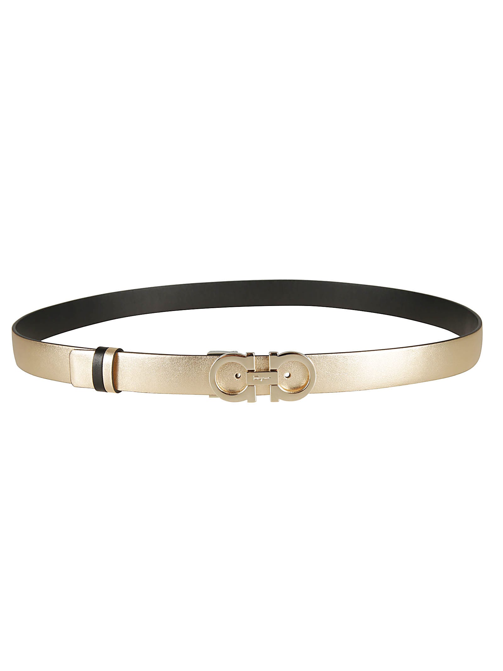 Salvatore Ferragamo Logo Buckled Belt In Gold/black | ModeSens