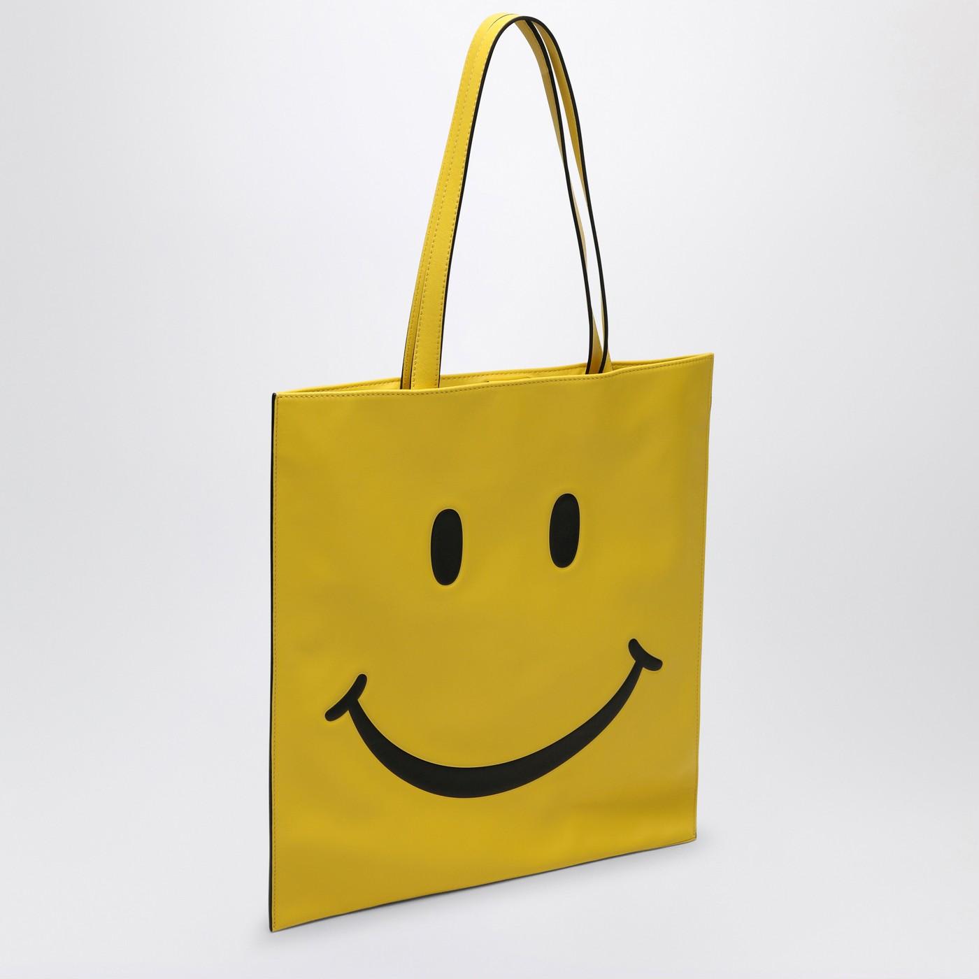 Shop Moschino Yellow Nappa Leather Smiley Bag In Giallo