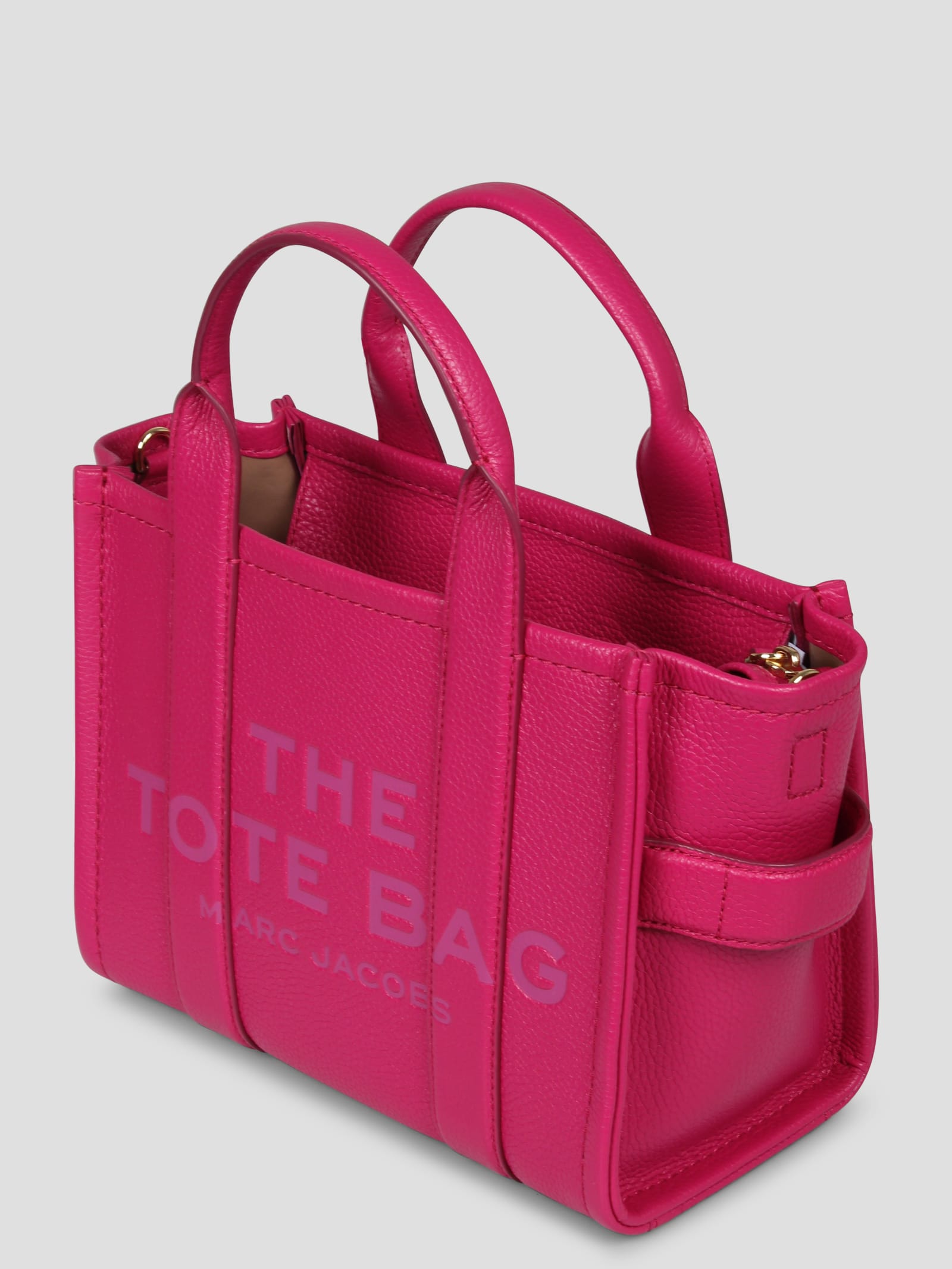 Shop Marc Jacobs The Leather Small Tote Bag In Pink & Purple