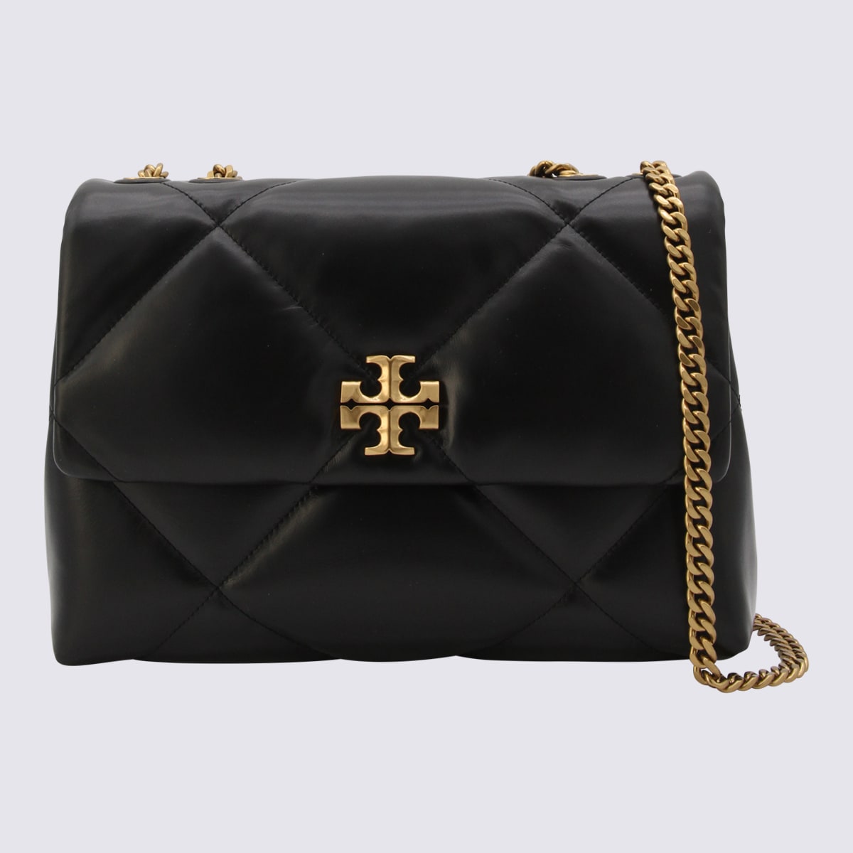 Tory Burch Black Leather Kira Diamond Shoulder Bag