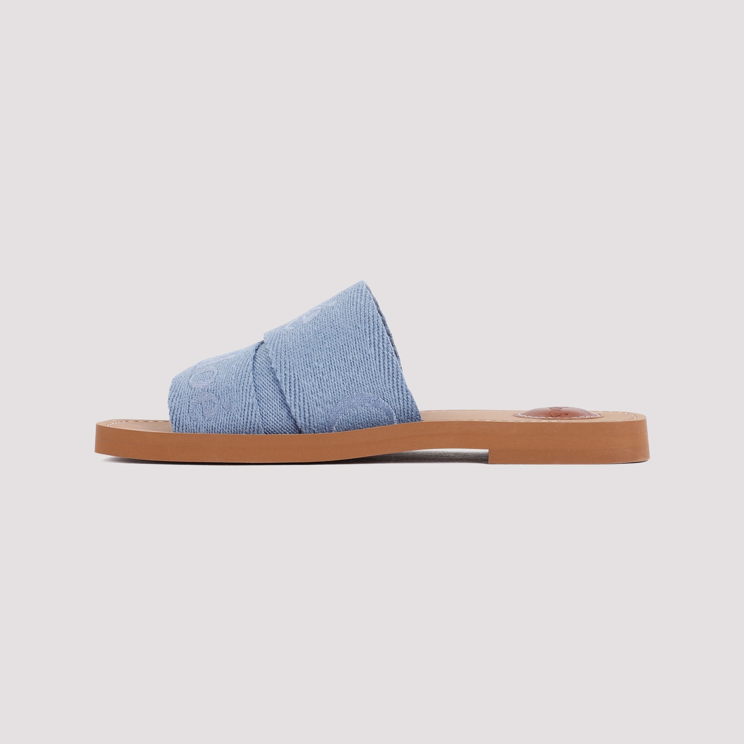 Shop Chloé Woody Flat Mules In Washed Blue