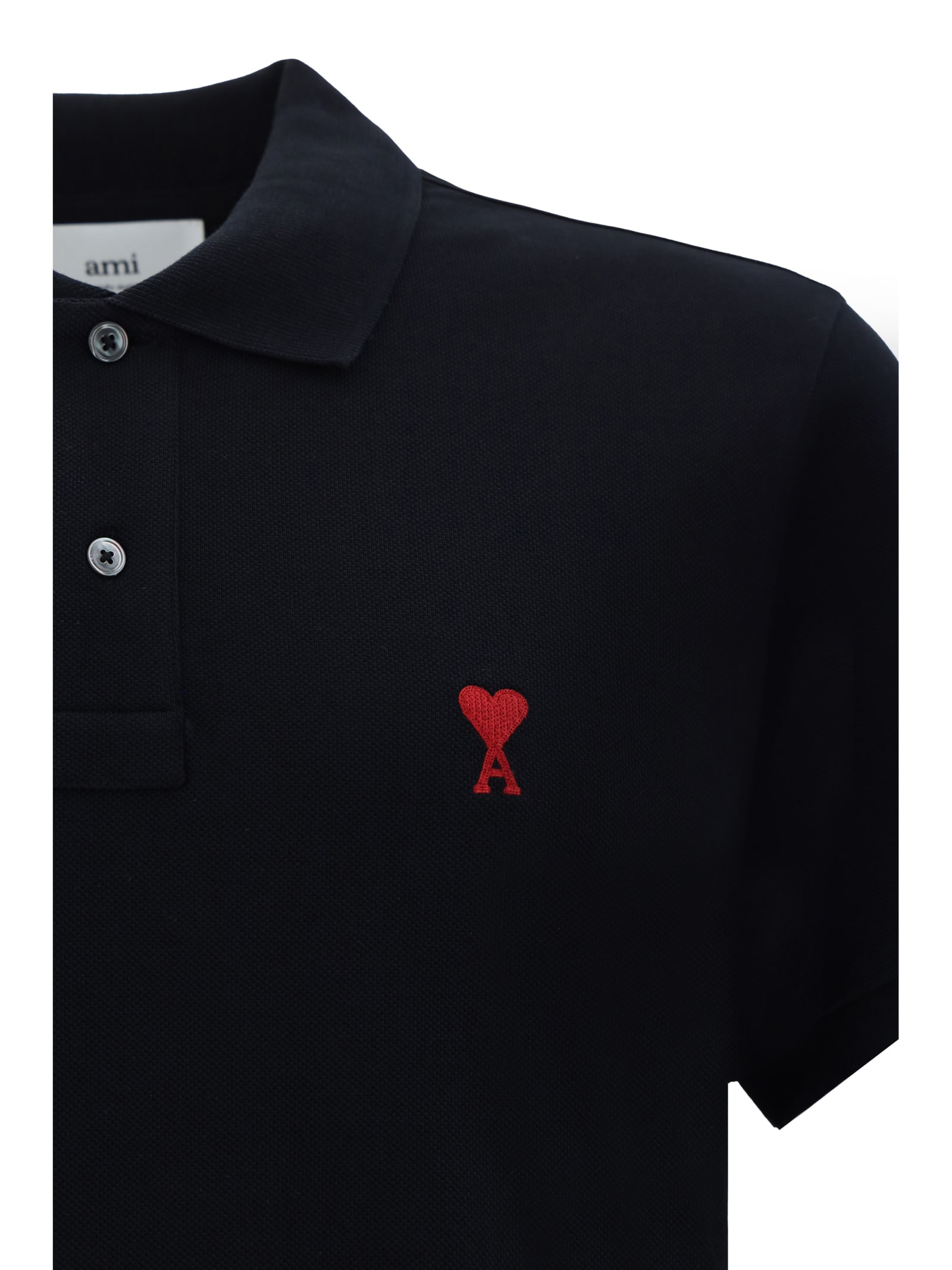 Shop Ami Alexandre Mattiussi Adc Polo Shirt In Black