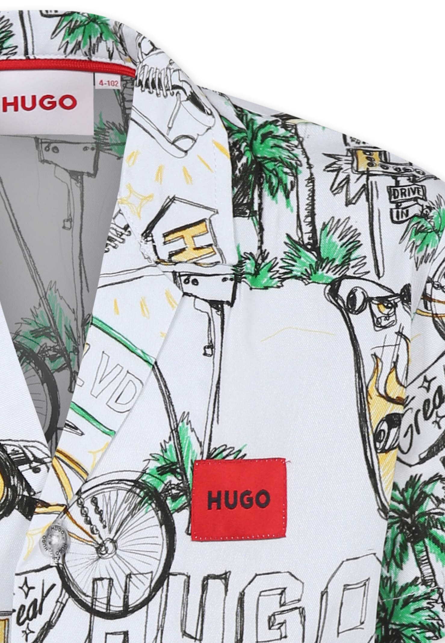 Hugo Boss White Shirt For Boy With Logo And Print In White