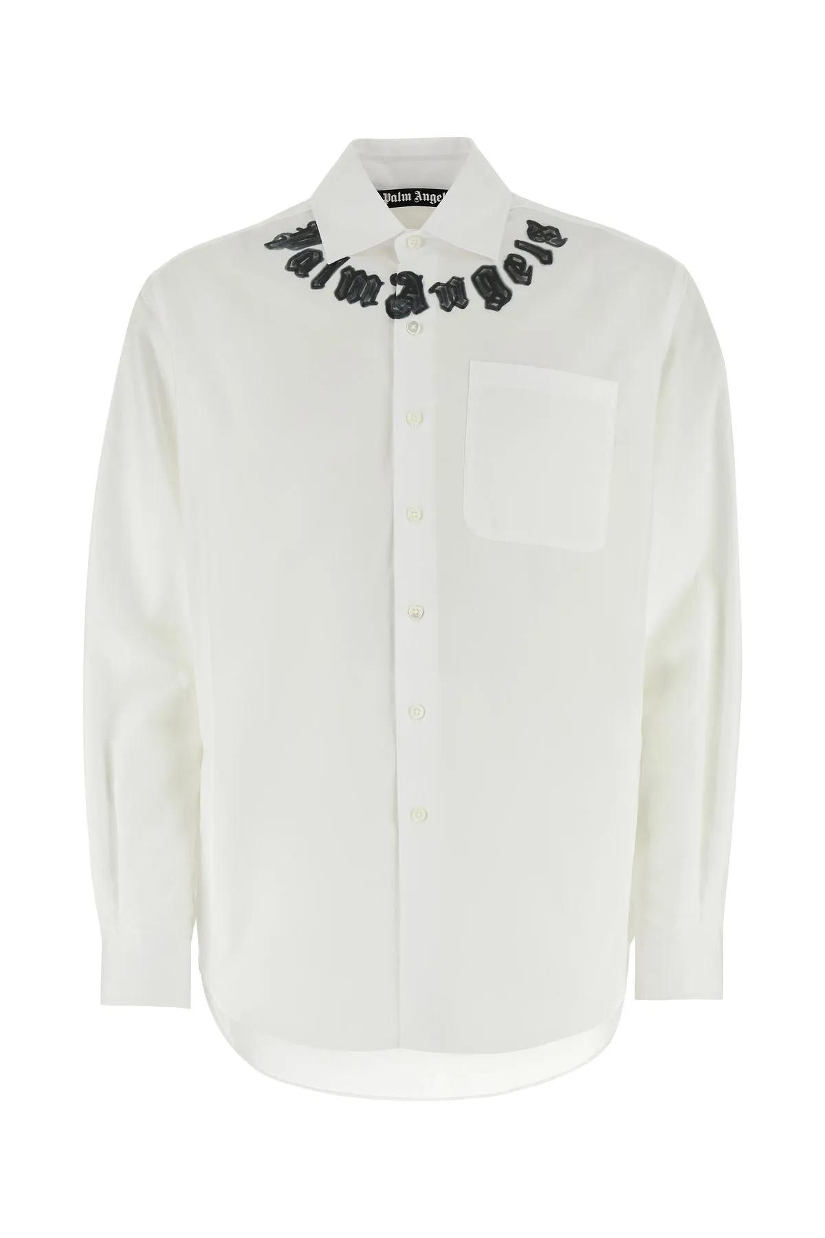 Shop Palm Angels White Poplin Shirt