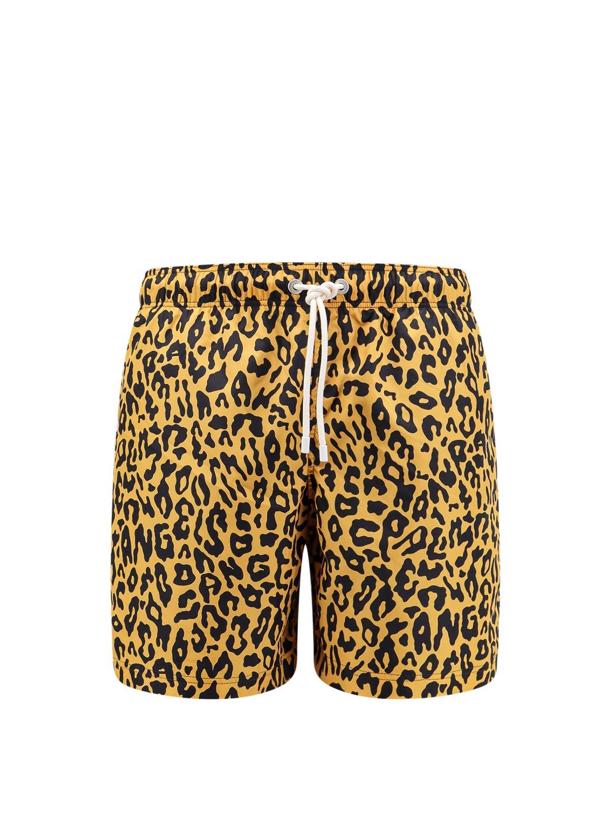 Cheetah Print Drawstring Swim Shorts