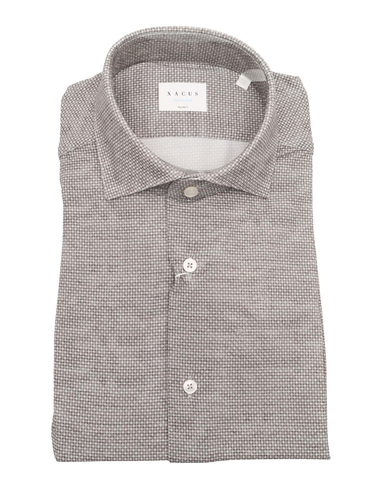 Xacus Tailored Grey Shirt With Textured Pattern In Gray
