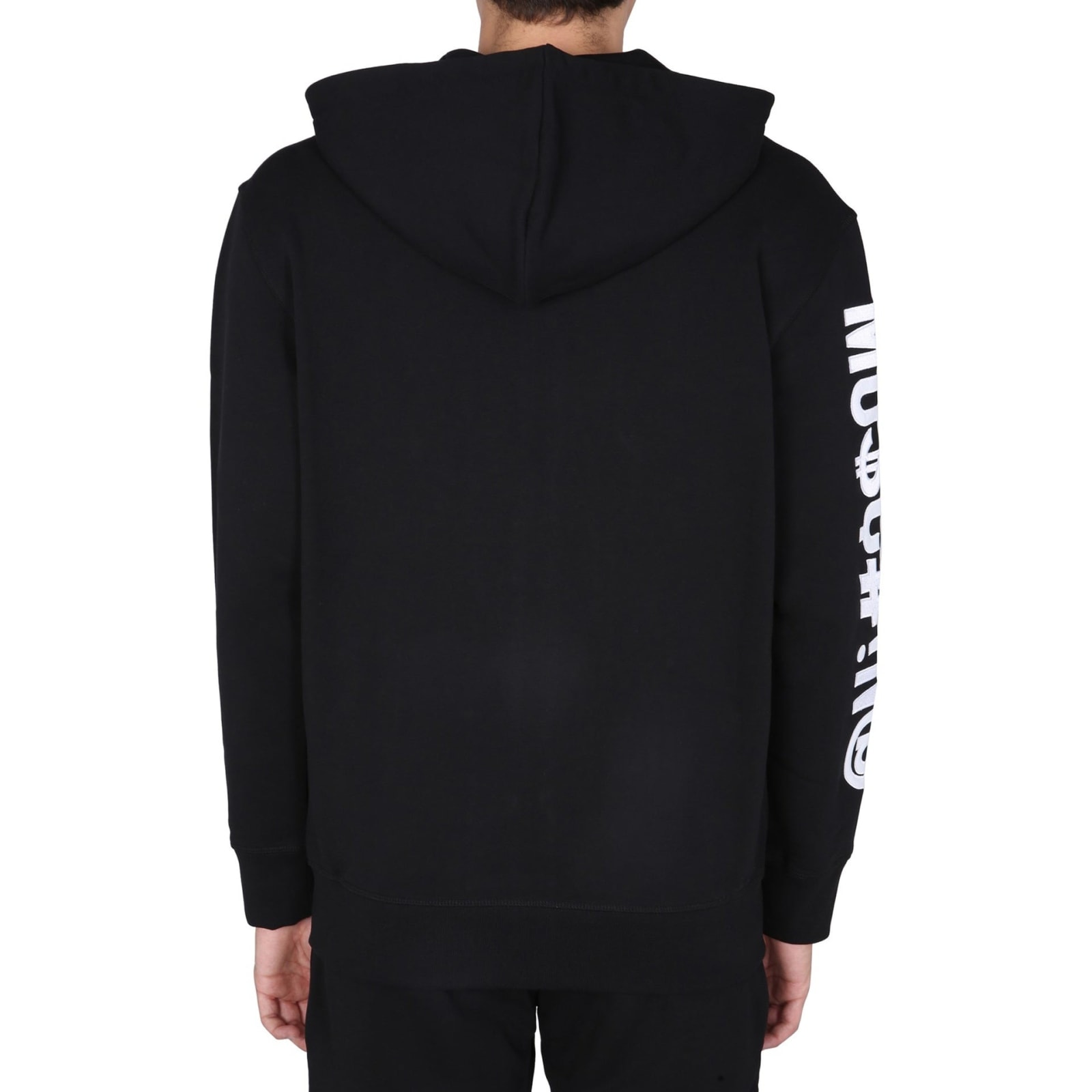 Shop Moschino Couture Cotton Zip-up Sweatshirt In Black