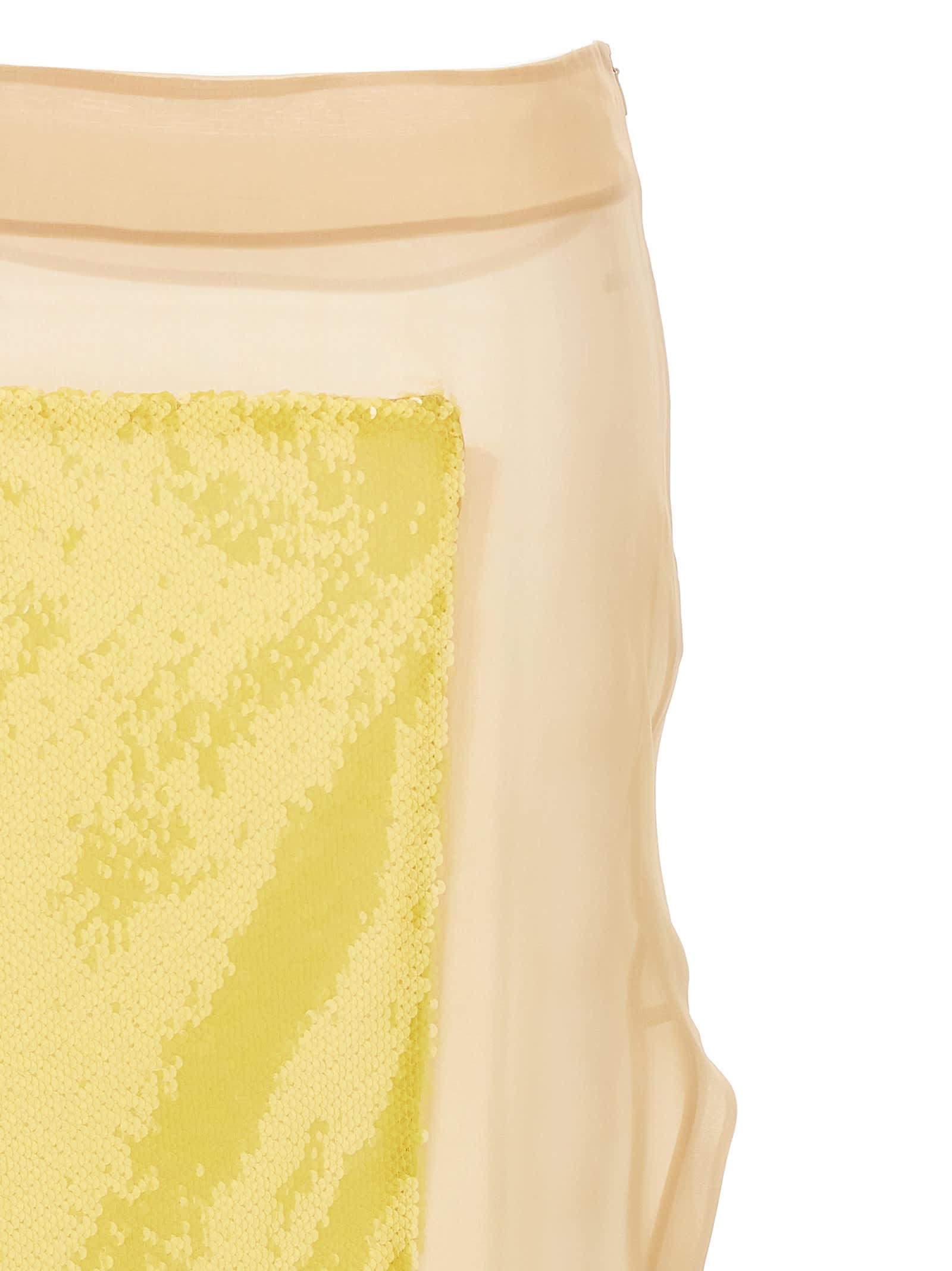 Shop A.w.a.k.e. Sequin Long Skirt In Yellow