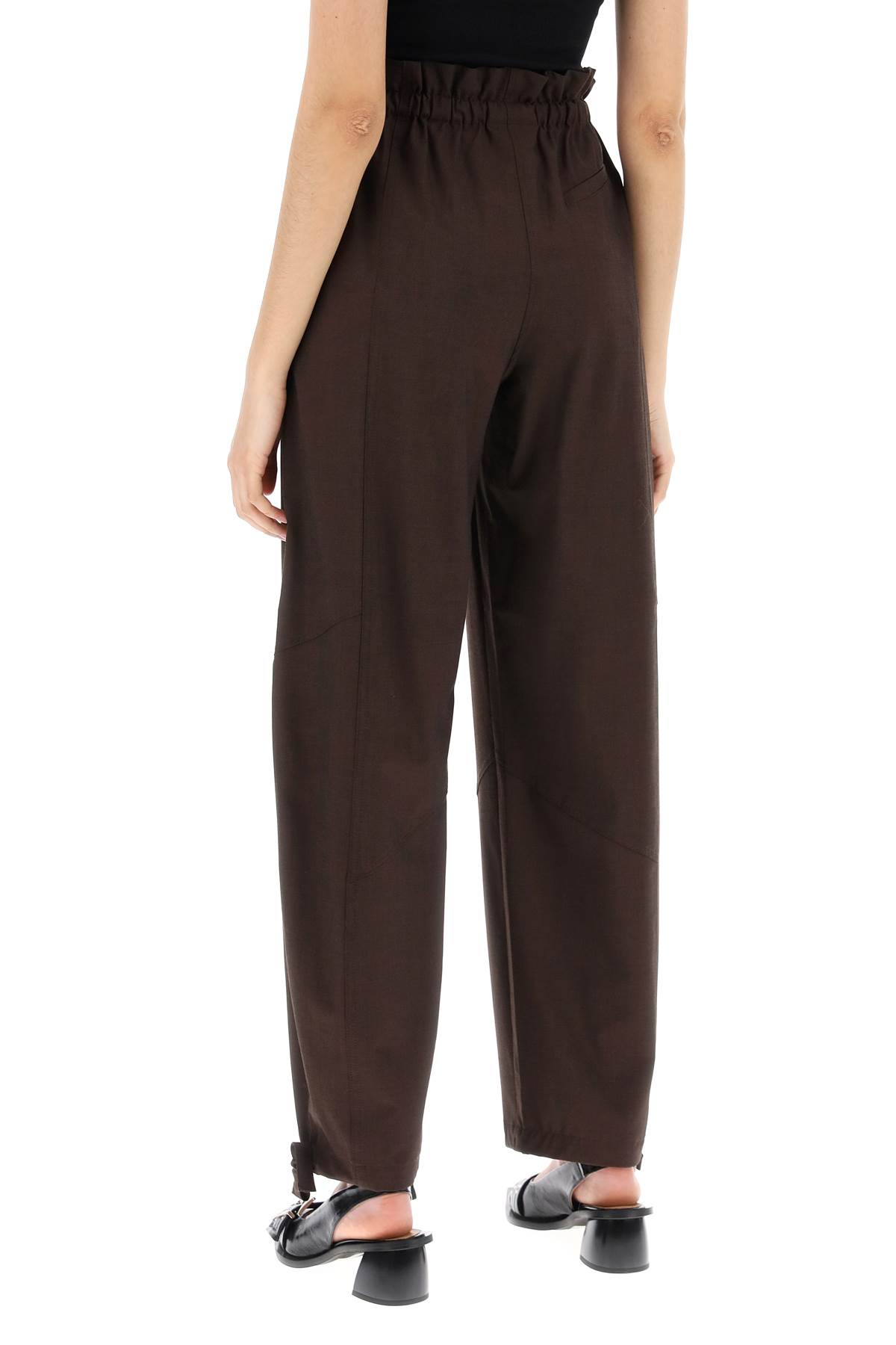 Shop Ganni Drapey Pants In Lenz In Mole (brown)