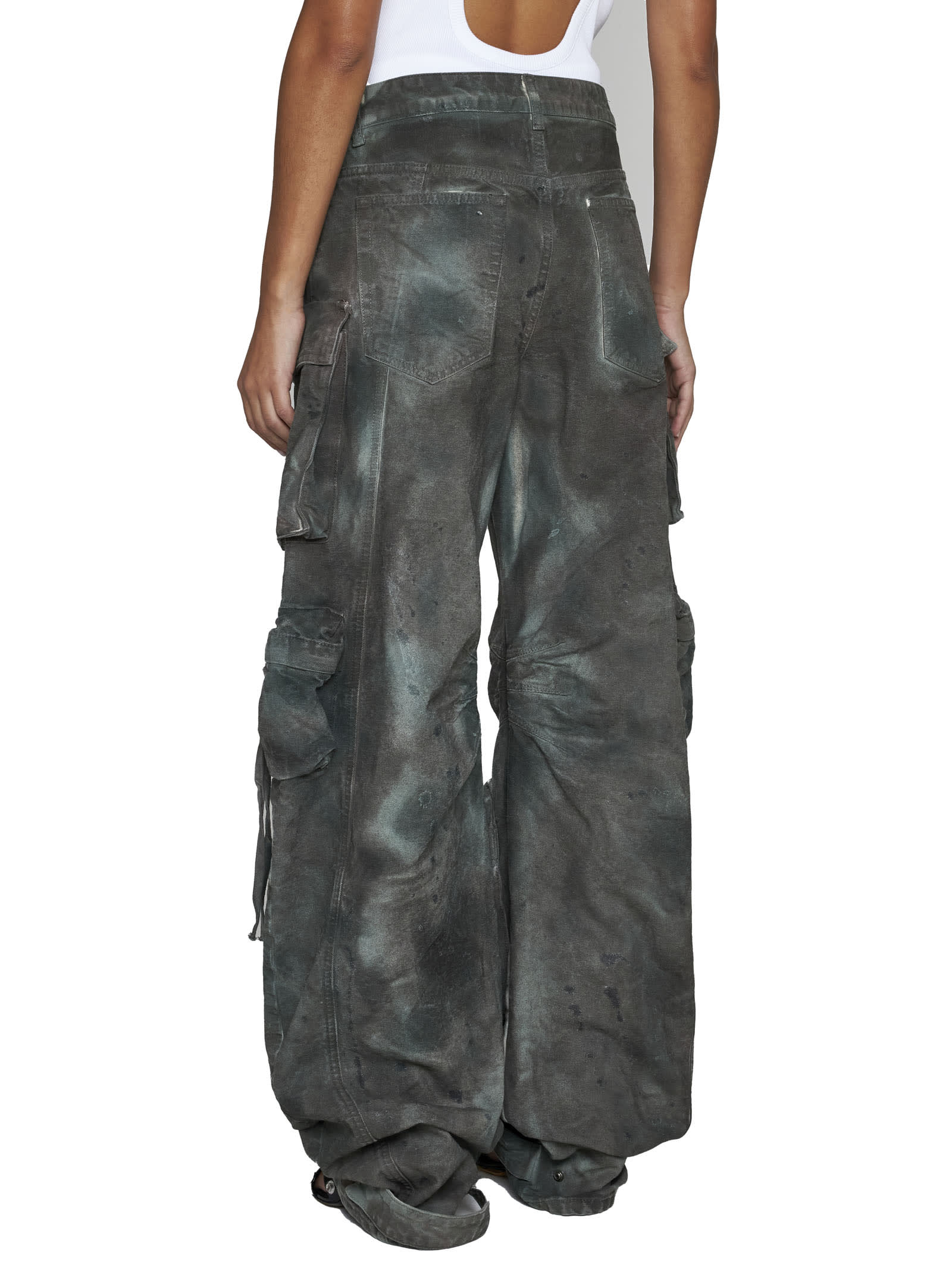 Shop Attico Jeans In Stained Green Comouflage