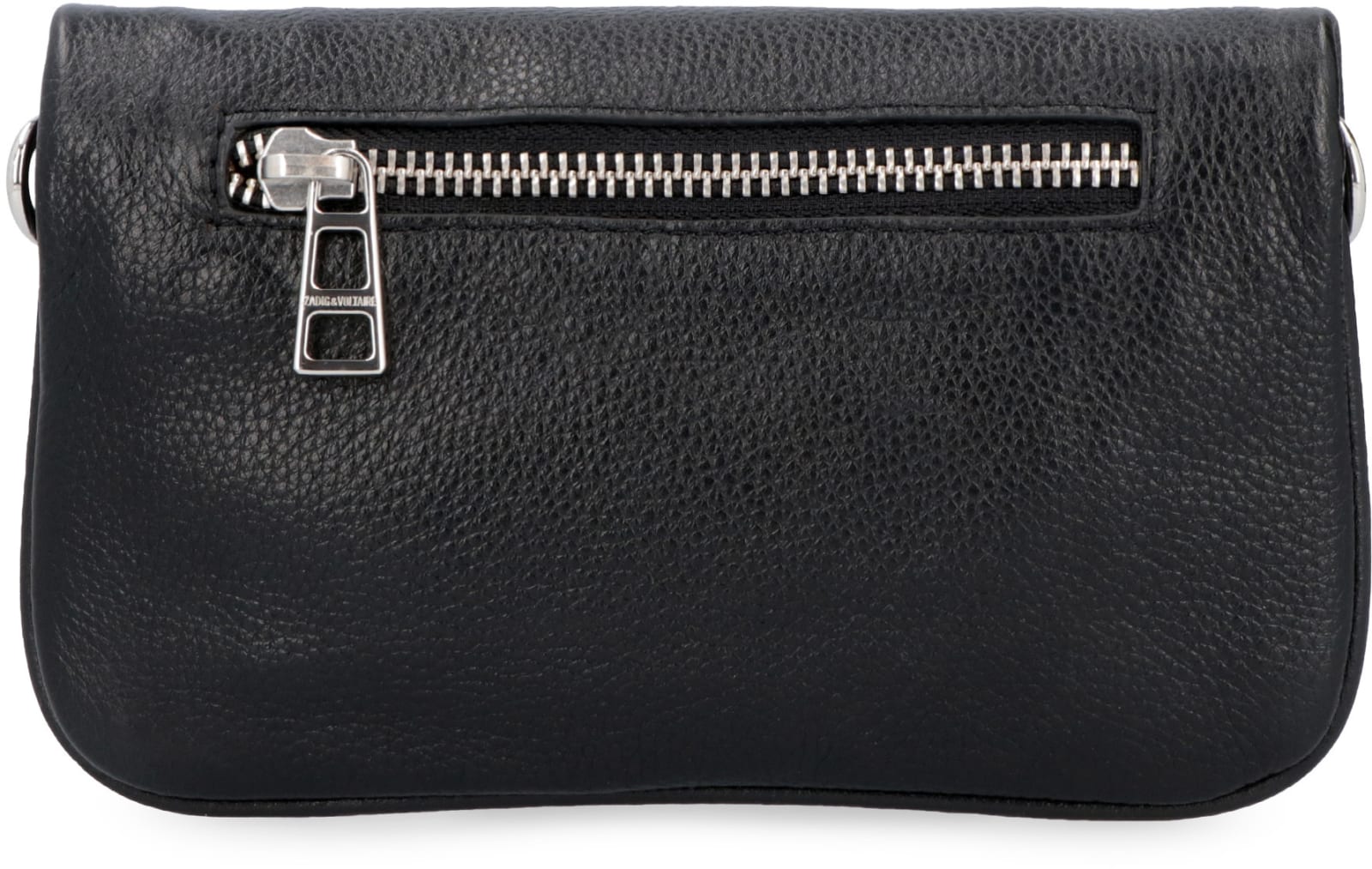 Shop Zadig &amp; Voltaire Rock Nano Pebbled Leather Clutch In Noir