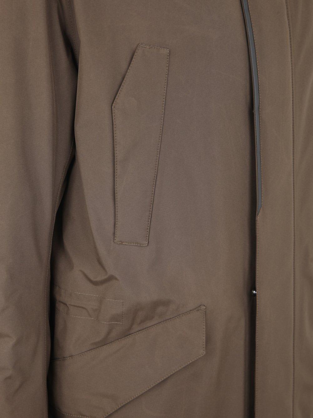 Herno Hooded Concealed-zip Fastening Jacket In Military Green
