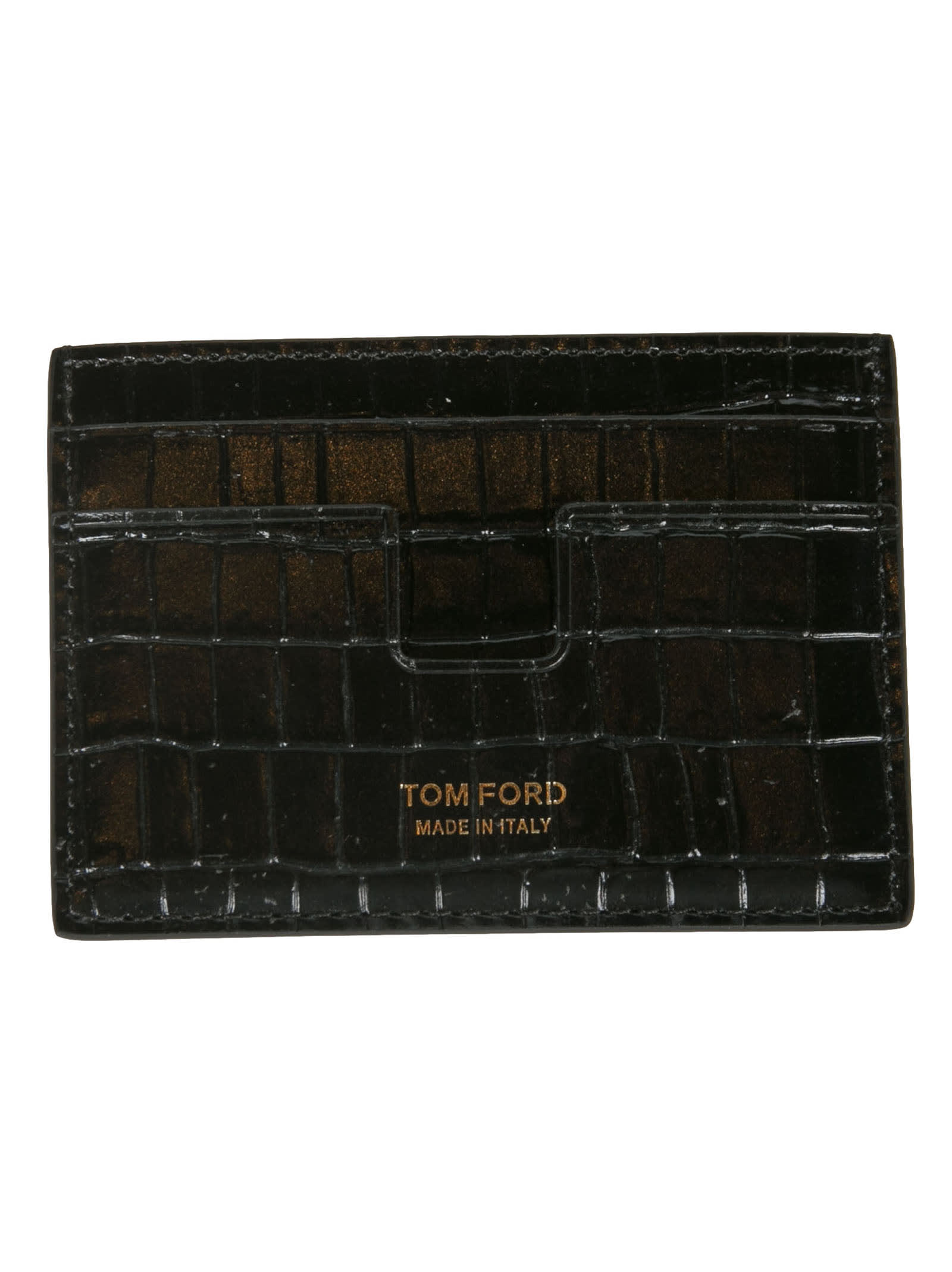 Tom Ford Croco Embossed Logo Card Holder
