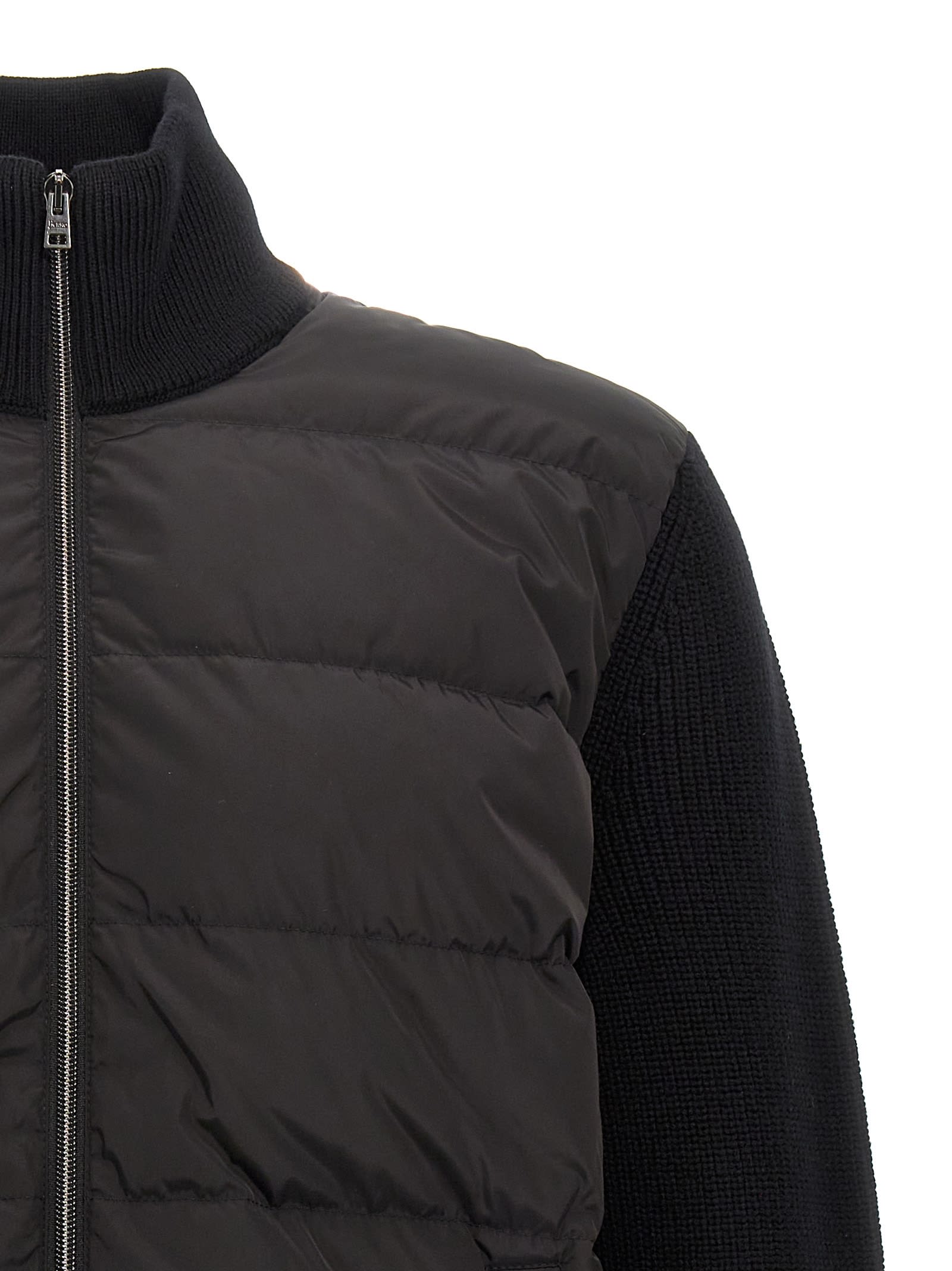 Herno Two-material Puffer Jacket In Black