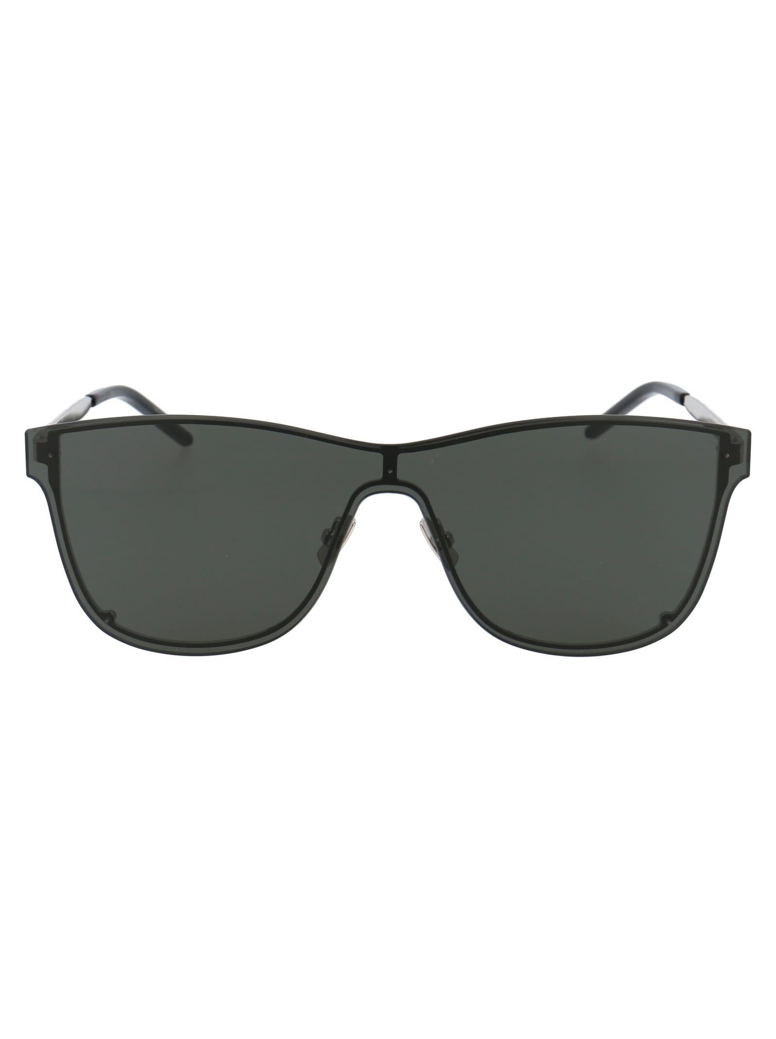 Shop Saint Laurent Sl 51 Over Mask Sunglasses In 002 Silver Silver Grey