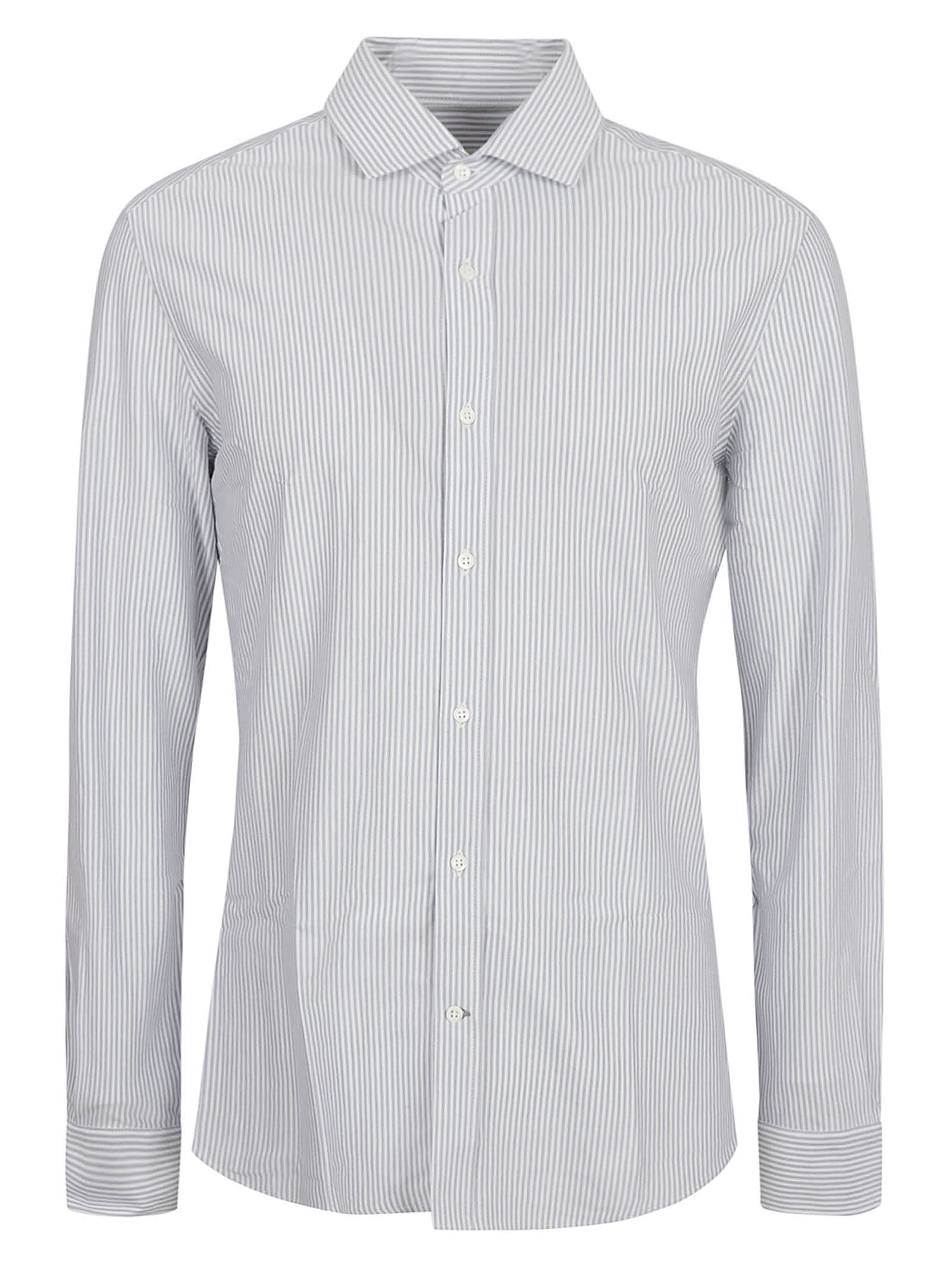 Brunello Cucinelli Round Hem Pinstripe Shirt In White