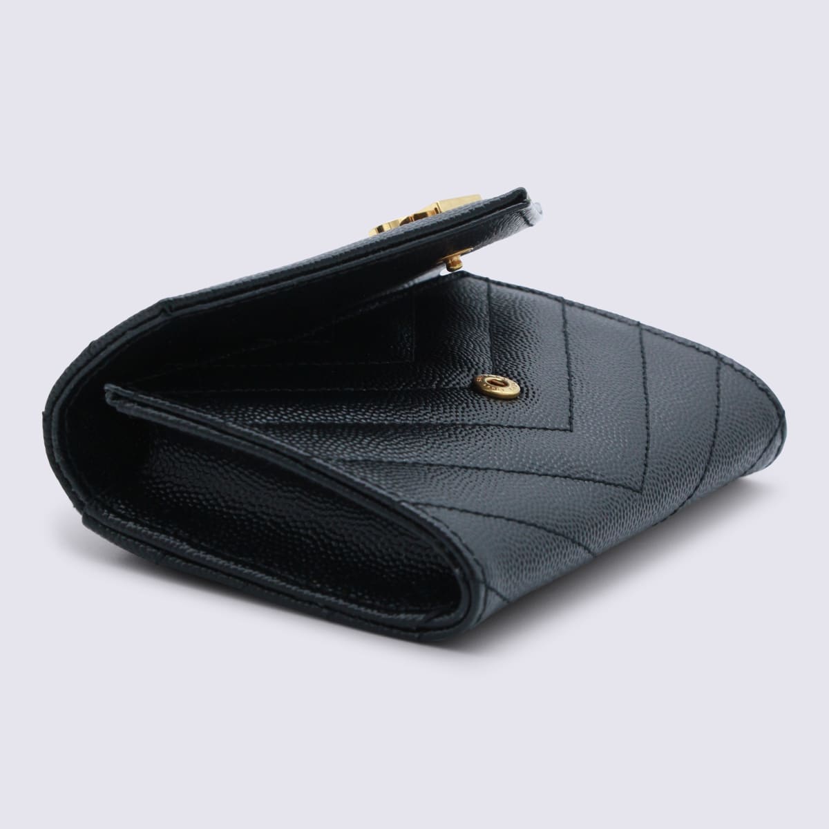 Saint Laurent Black Leather Wallet In Black