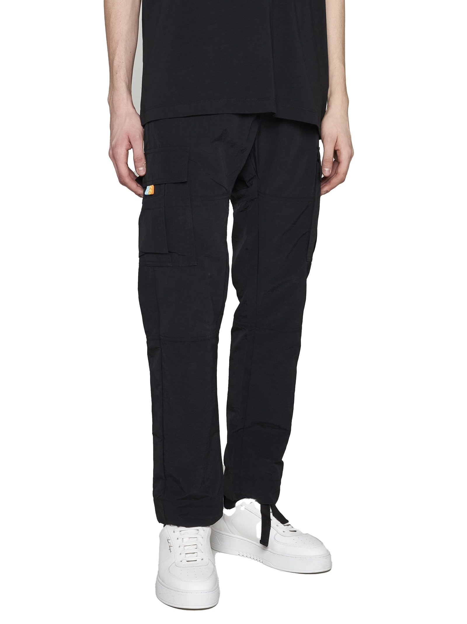 Marcelo Burlon County Of Milan Marcelo Burlon Nylon Cargo Pants In Black White