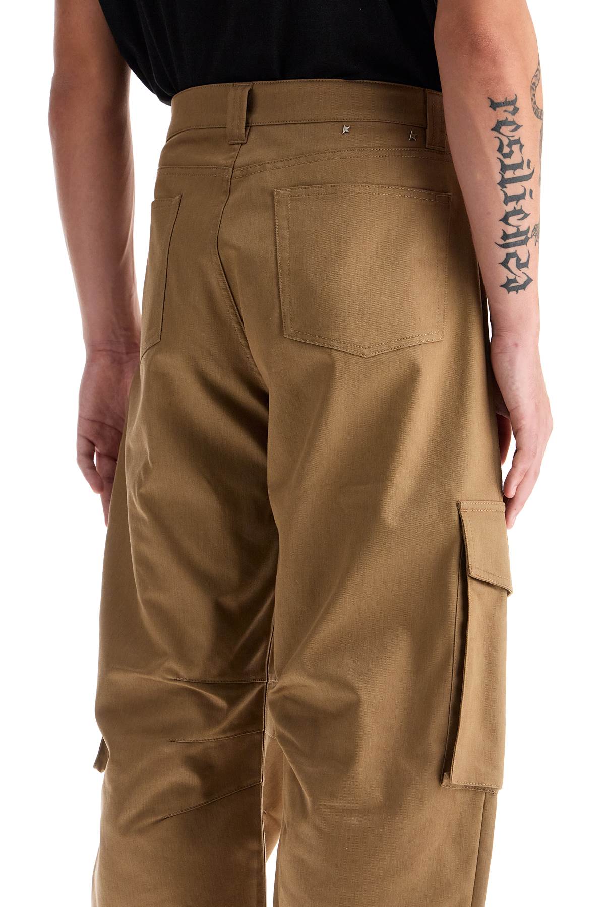 Shop Golden Goose Twill Cargo Pants In Italian In Khaki Beige (beige)