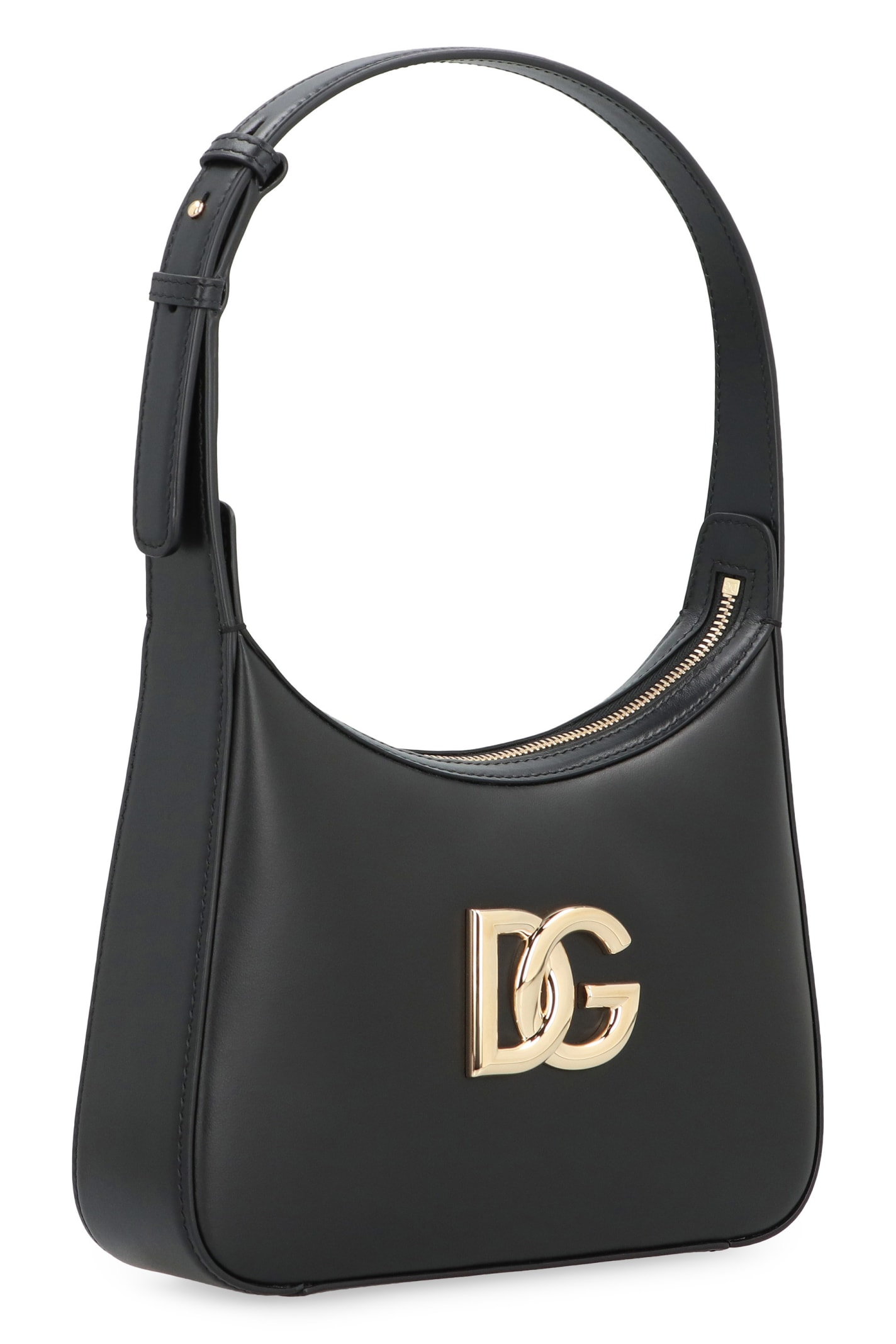 Shop Dolce & Gabbana 3.5 Leather Shoulder Bag In Black