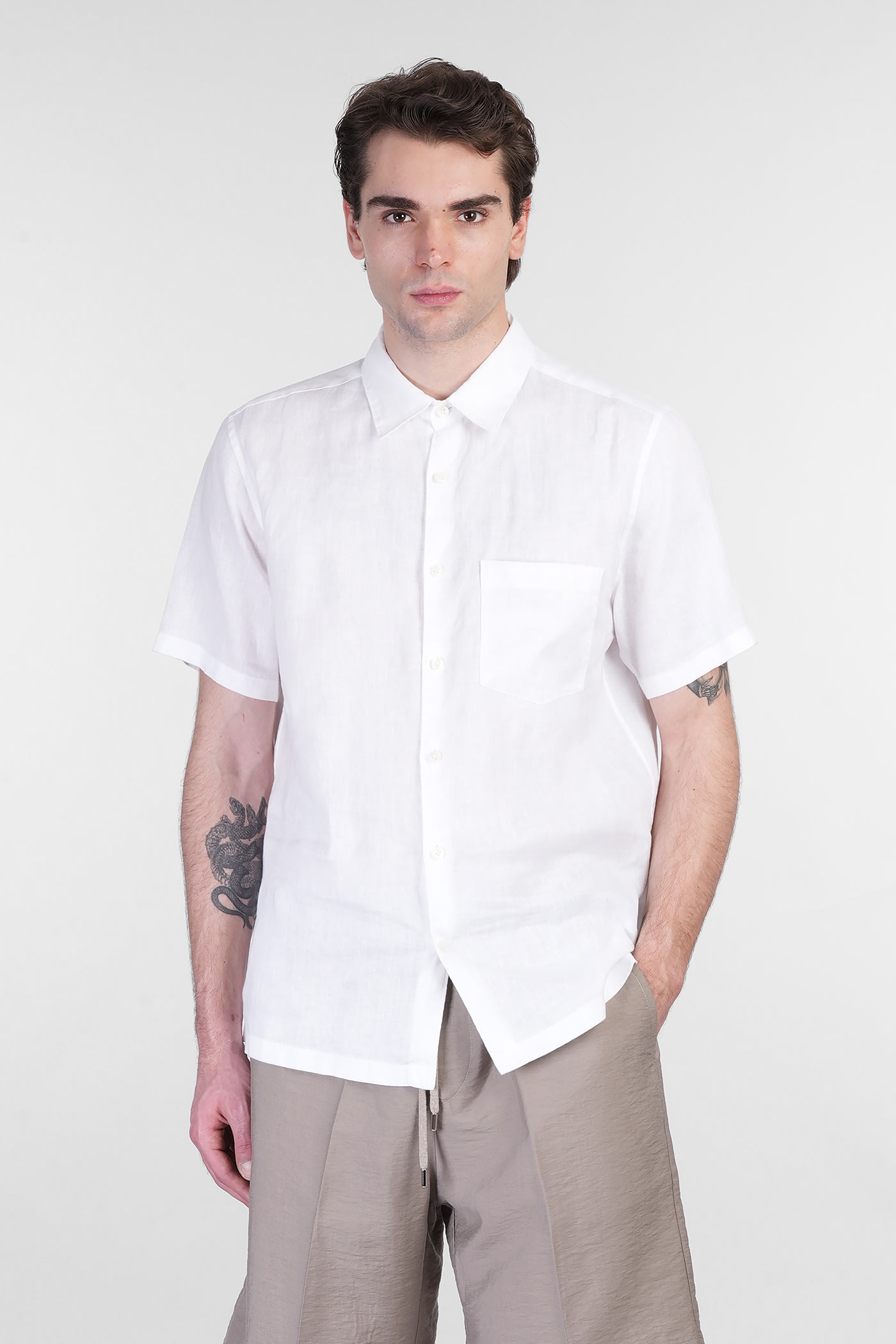 Theory Shirt In White Linen