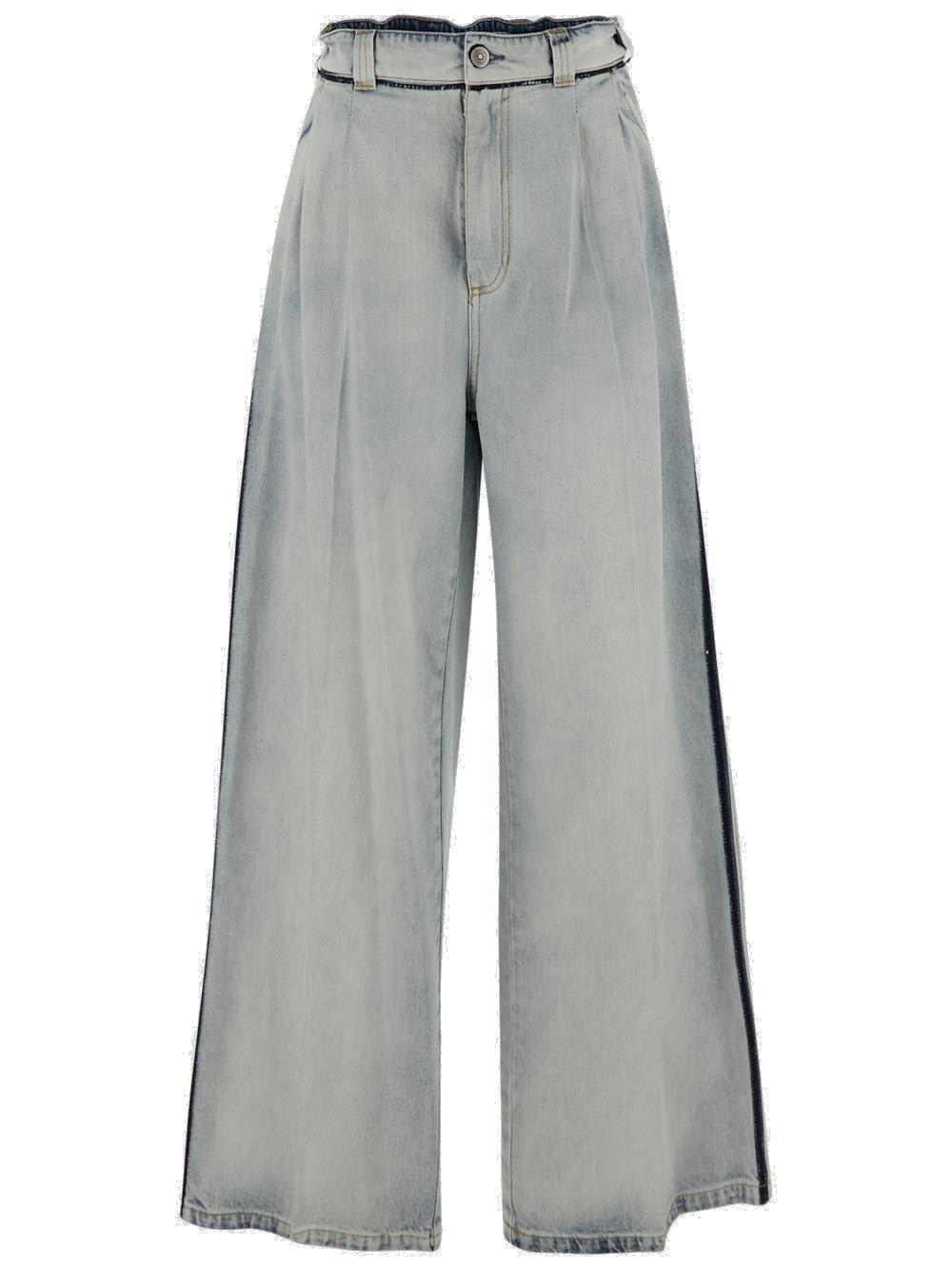 Shop Maison Margiela Memory Wide-leg Pleated Jeans In Clear Blue