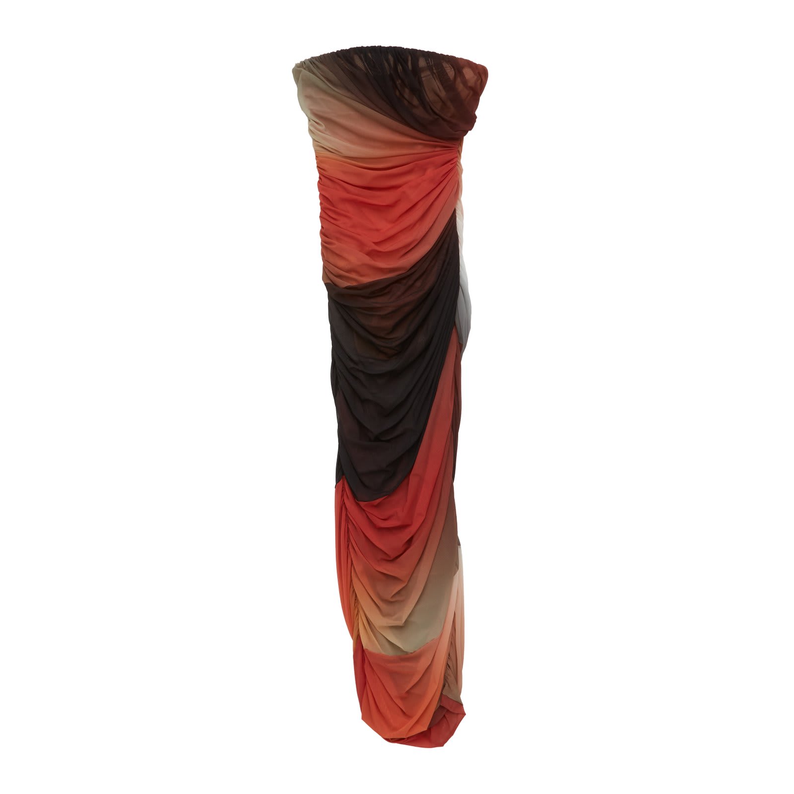 Shop Attico Ruched-detail Strapless Midi Dress In Multicolour