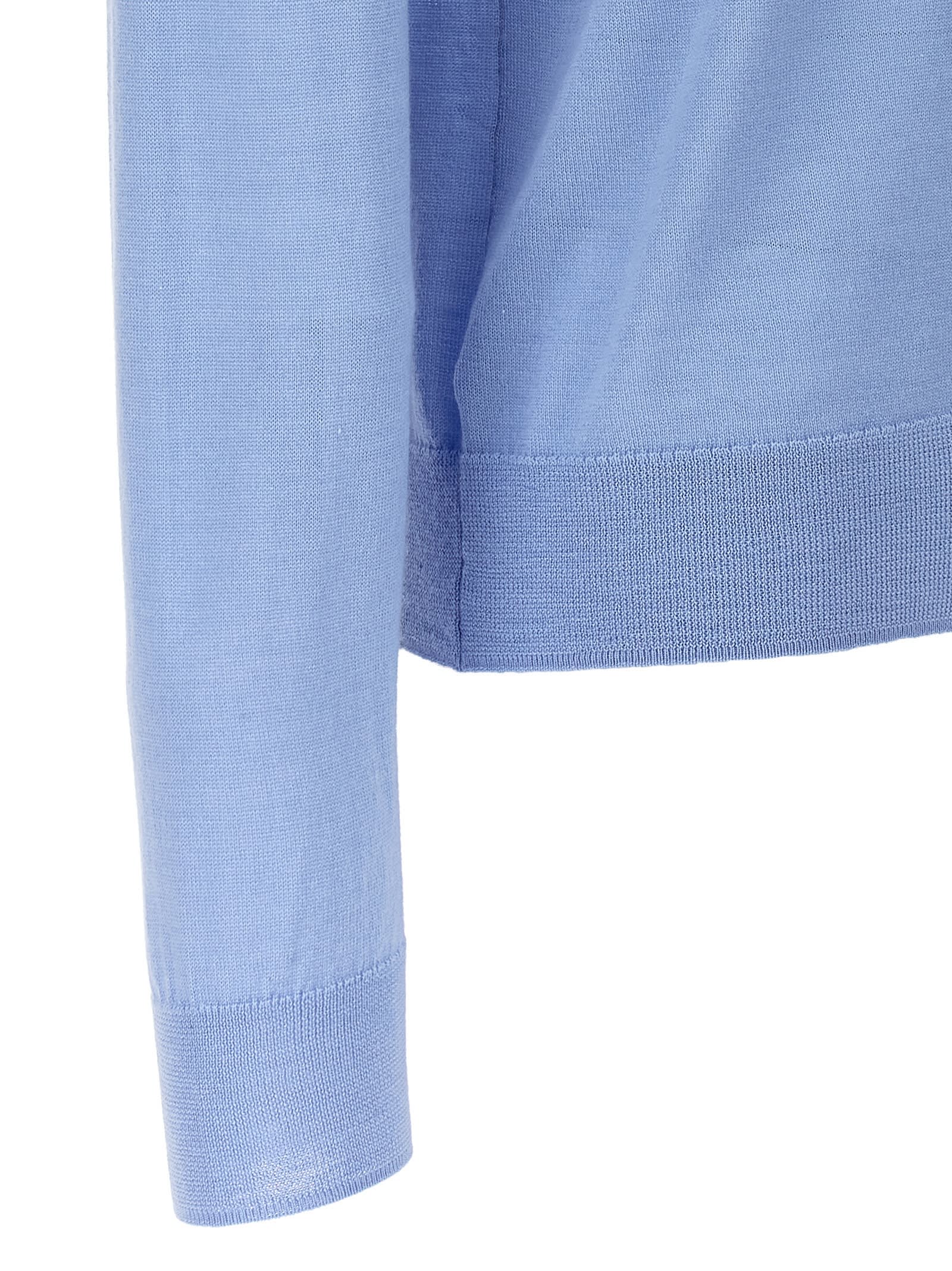 Shop P.a.r.o.s.h Rib Trim Knit Plain Cardigan In Azzurro Polvere