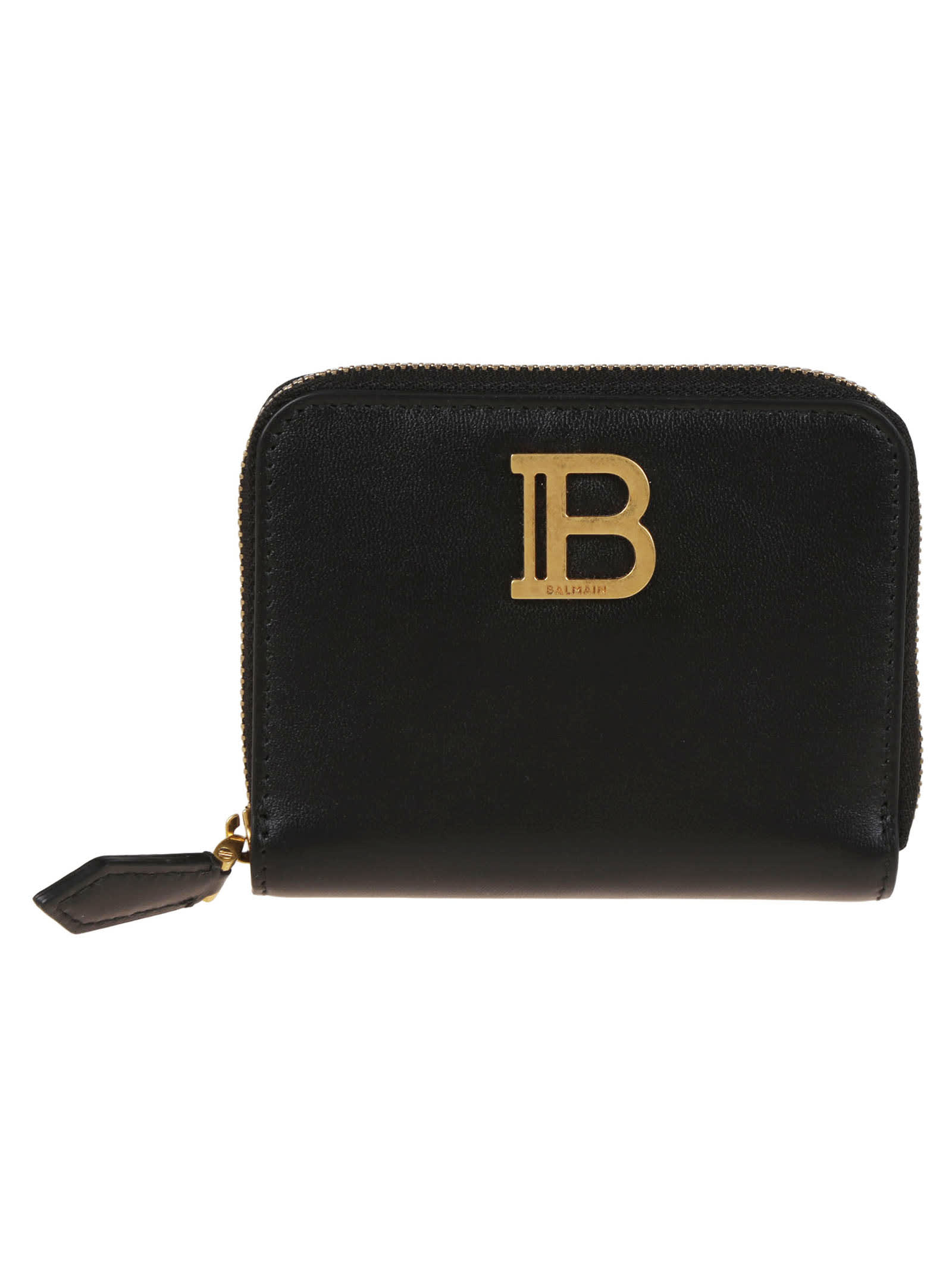 Shop Balmain Bbuzz Zipped Wallet-calfskin In Pa Noir