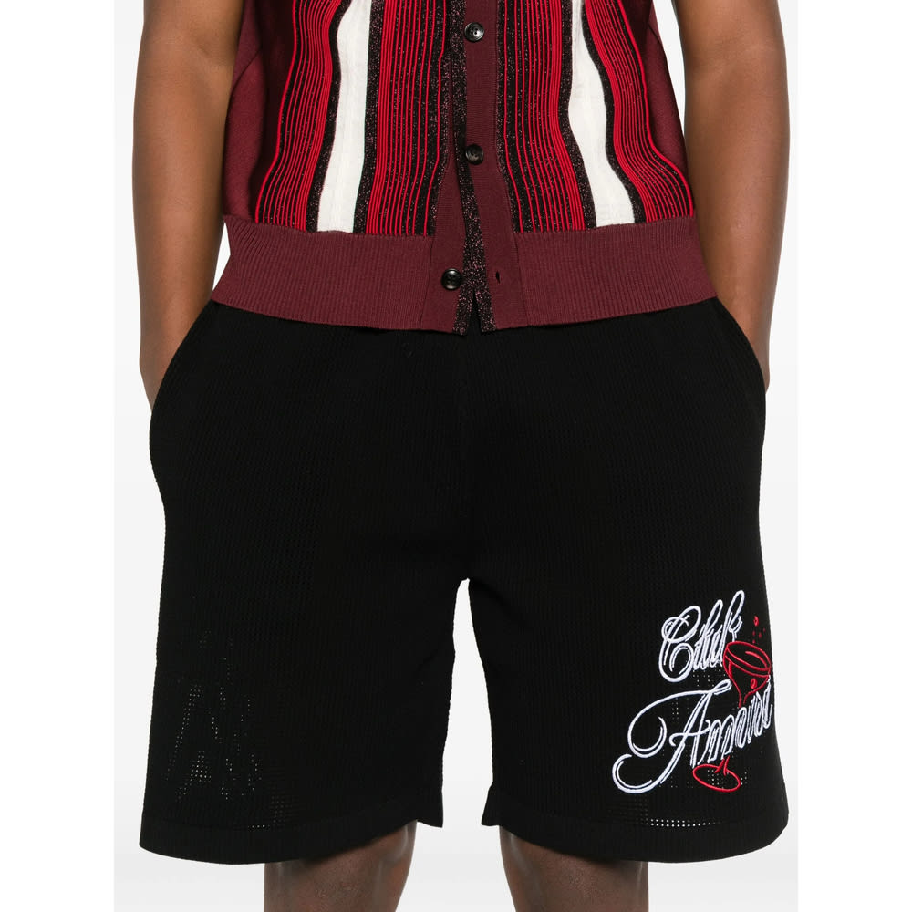 Amiri Embroidered-lettering Shorts In Black
