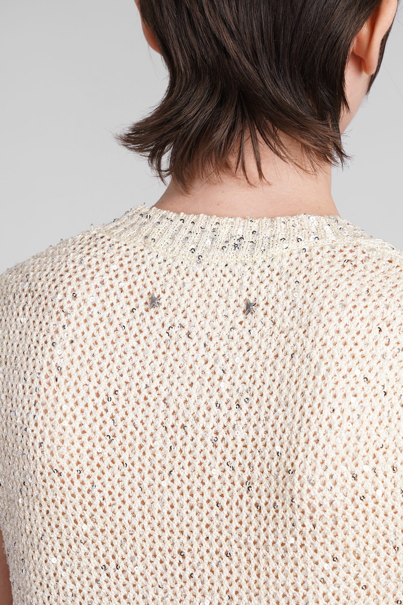 Golden Goose Knitted Vest With Sequins Embell In White