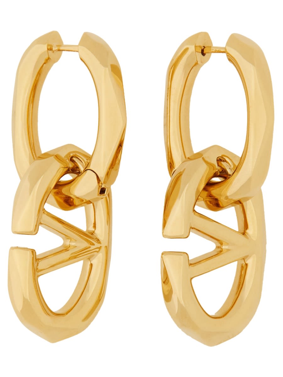 Shop Valentino Signature Vlogo Earring In Gold