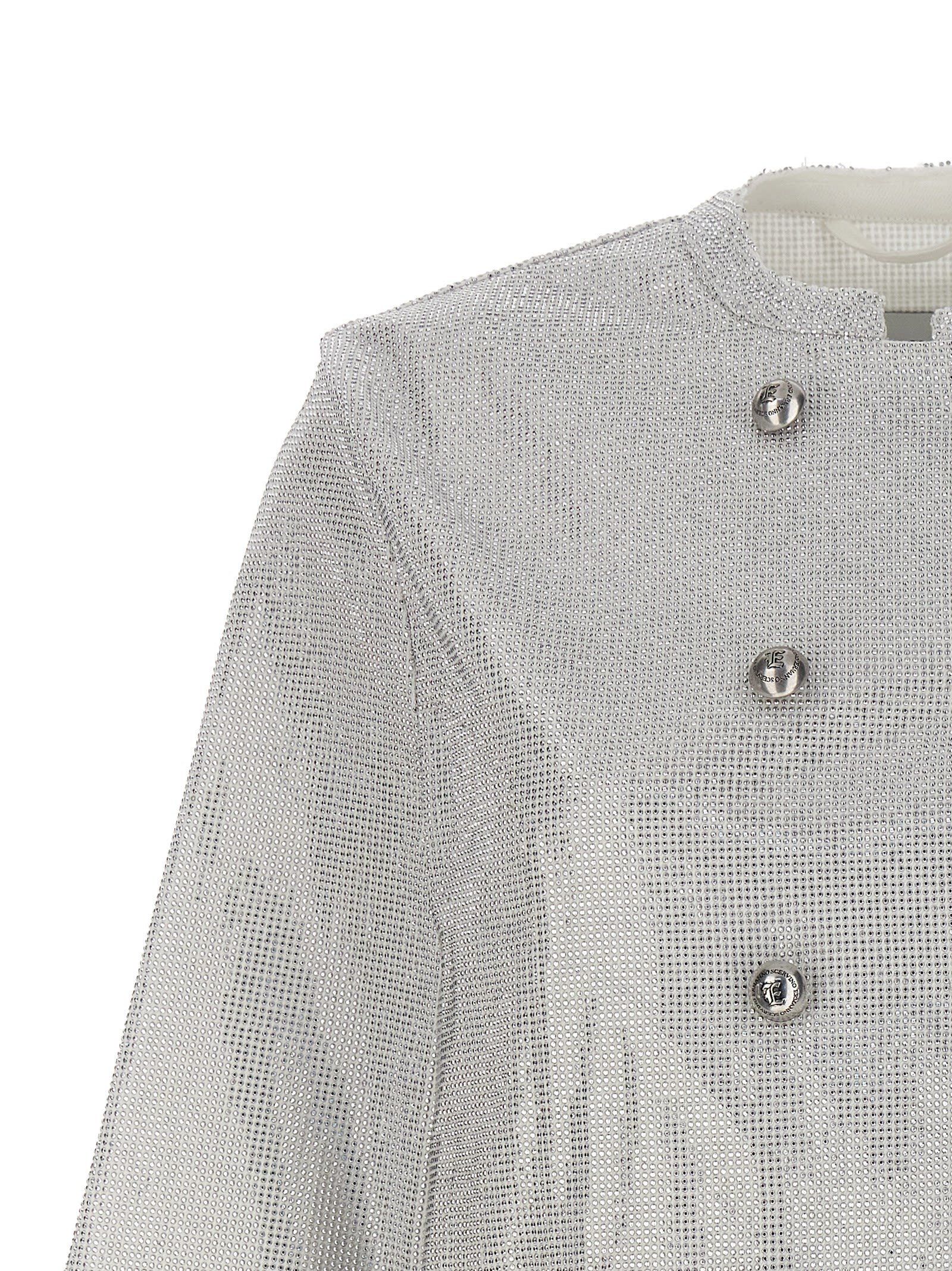 Shop Ermanno Scervino Rhinestone Blazer Jacket In Silver